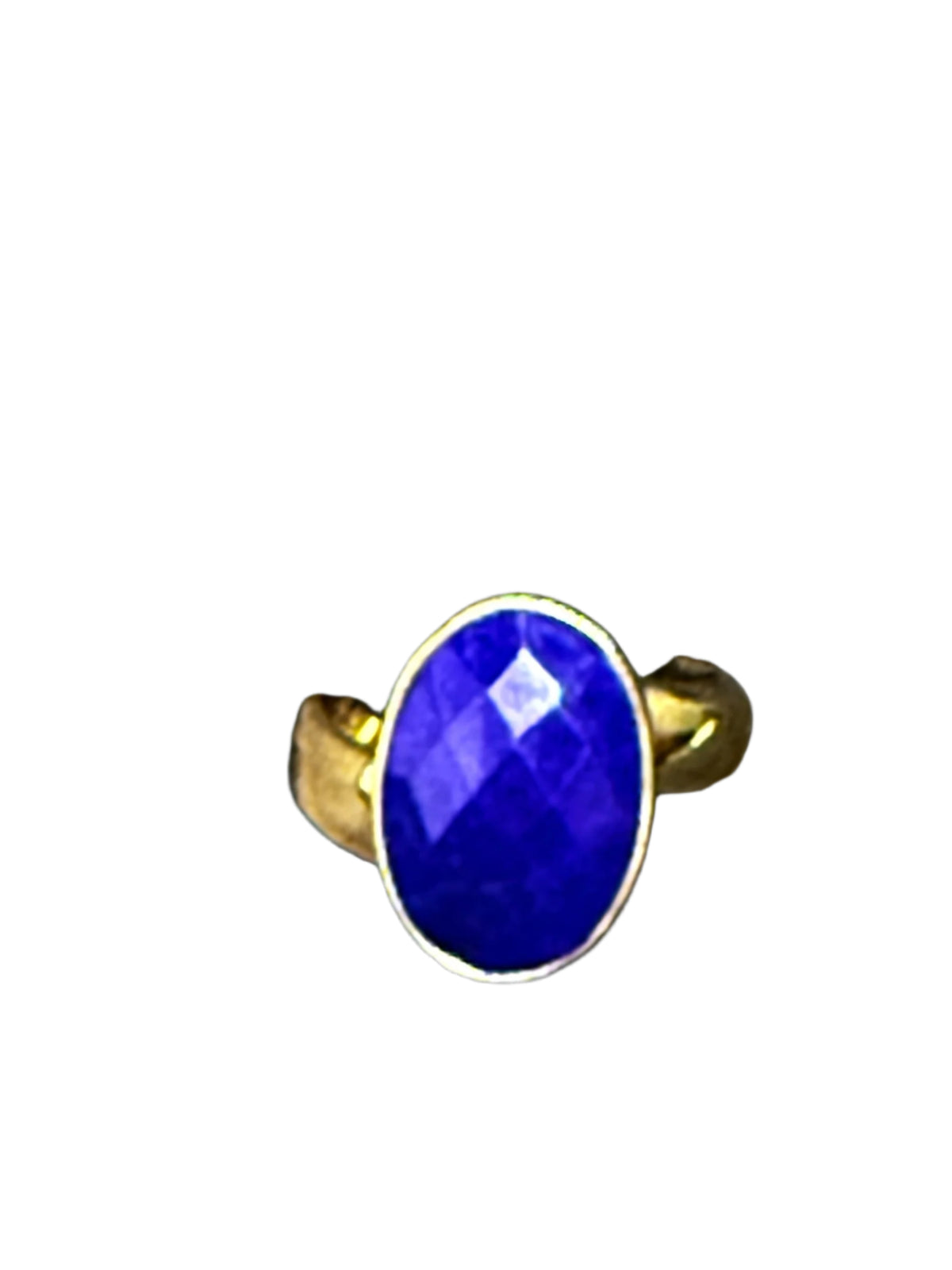 Faceted Lapis Lazuli Alchemia Gold Ring Adjustable