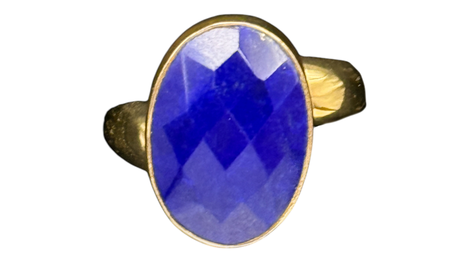 Faceted Lapis Lazuli Alchemia Gold Ring Adjustable