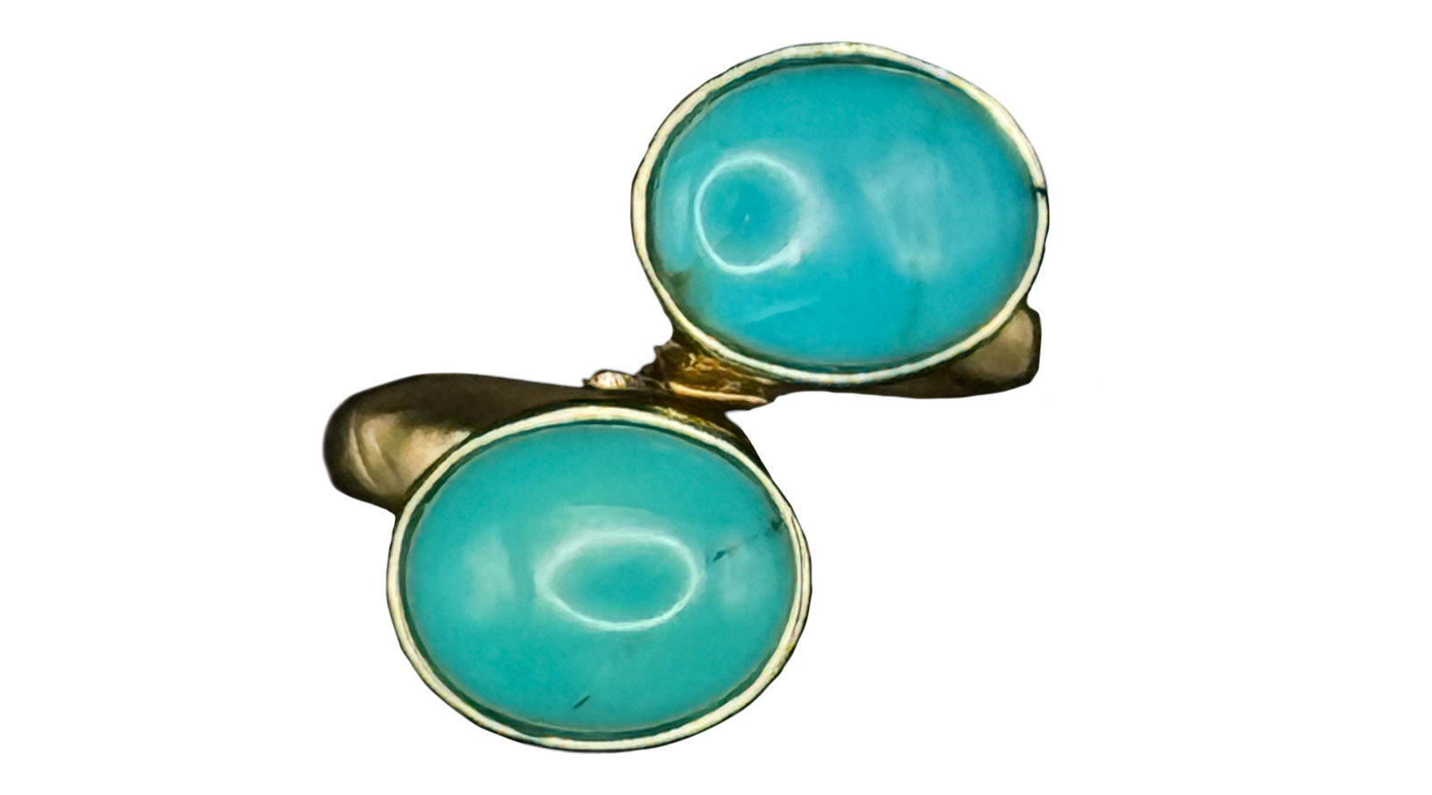 Double Kingman Turquoise Adjustable Alchemia Gold Ring - Charles Albert