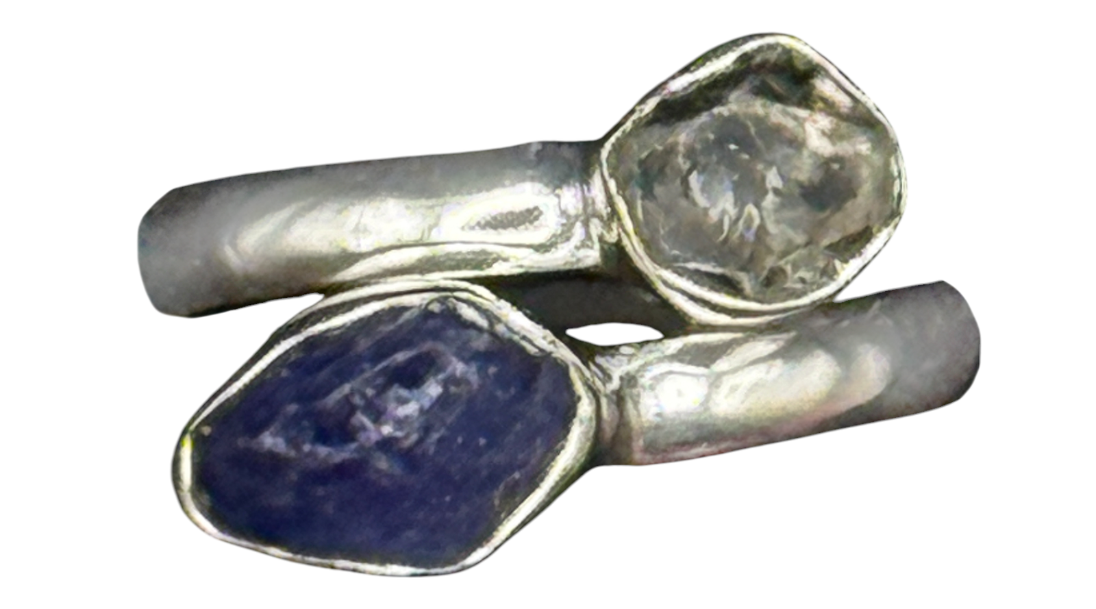 Rough Herkimer Diamond & Tanzanite Sterling Silver Ring