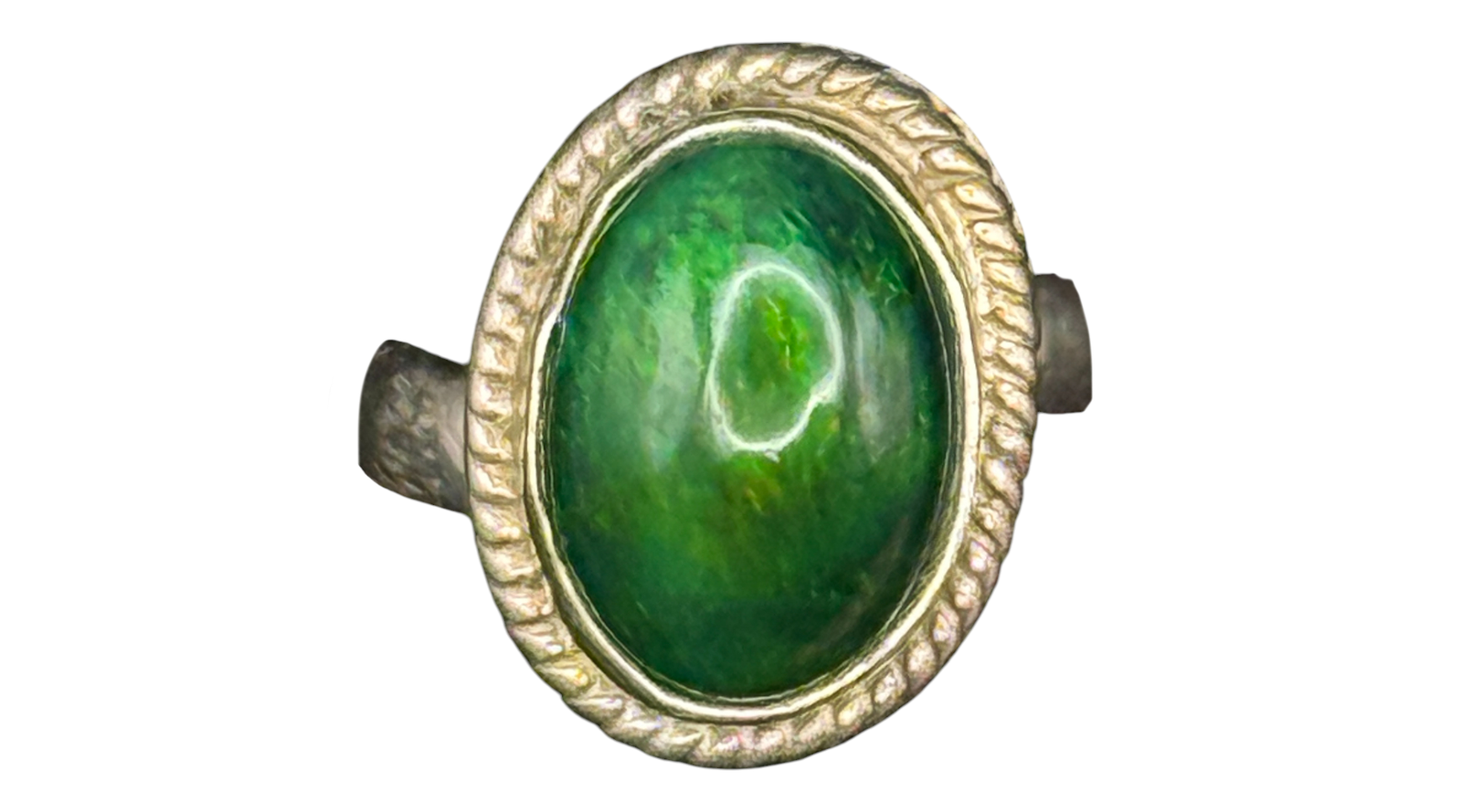 Black Opal (green) Adjustable Sterling Silver Ring - Charles Albert