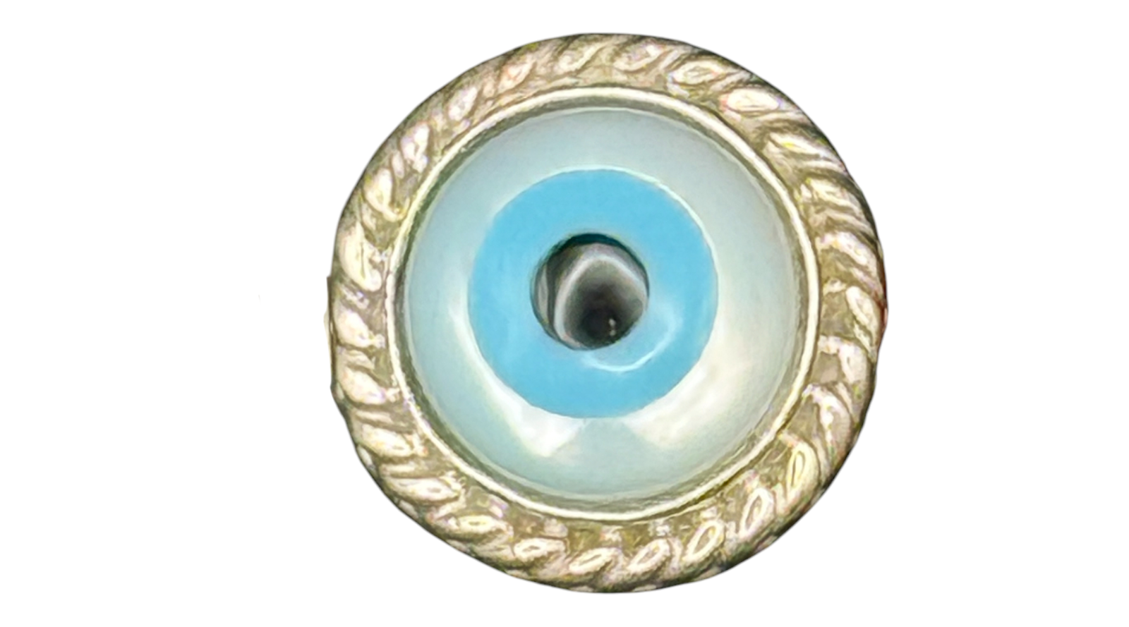 Evil Eye Mother of Pearl Sterling Silver Ring Adjustable