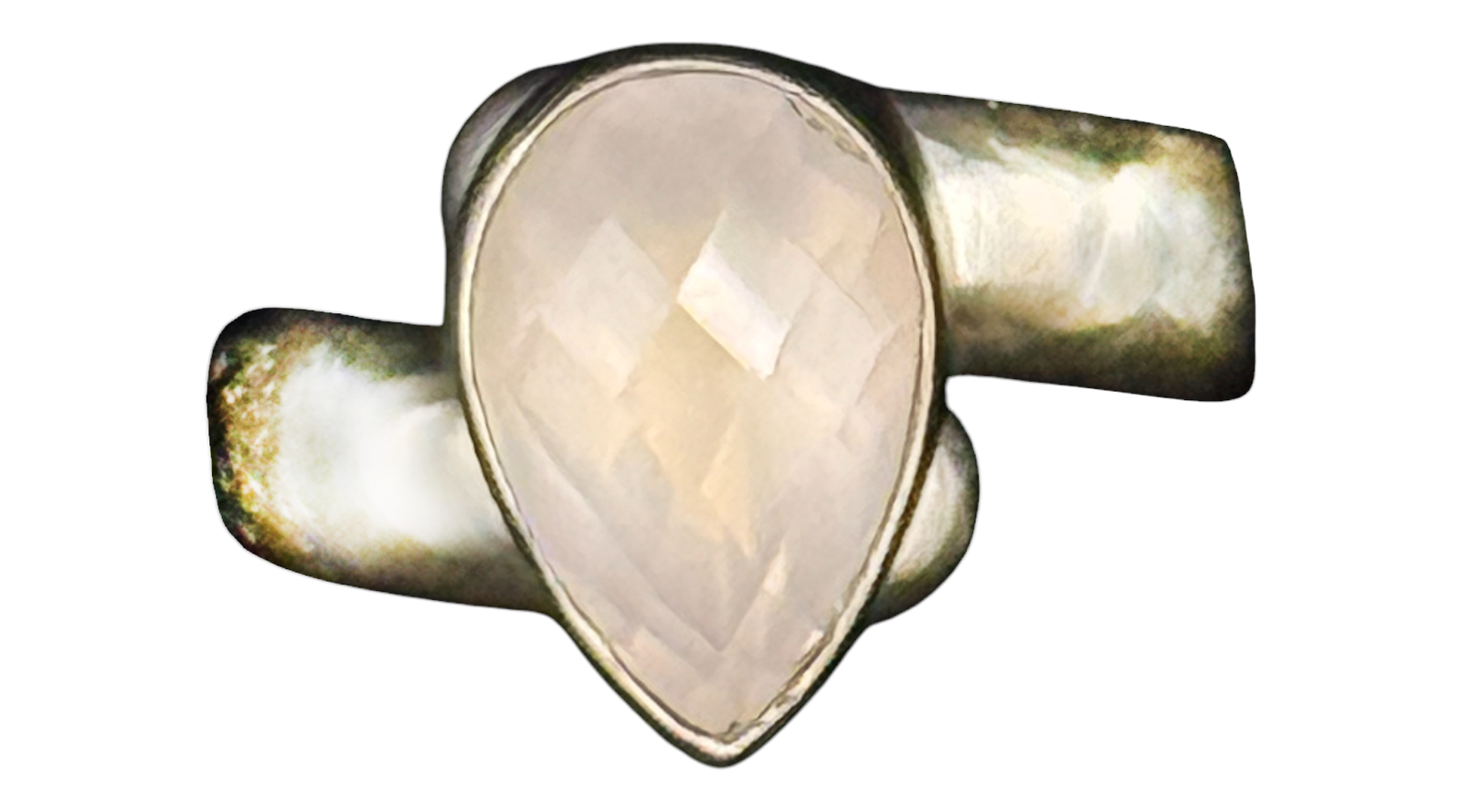 Rose Quartz Faceted  Sterling Silver Ring  Adjustable