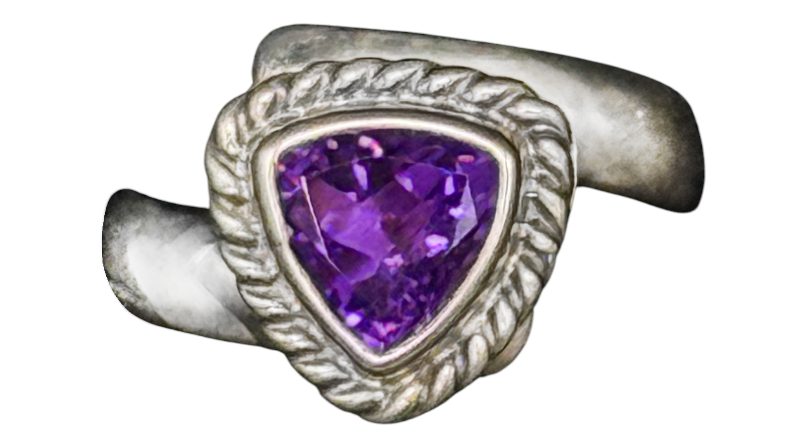 Amethyst Sterling Silver Ring  Adjustable