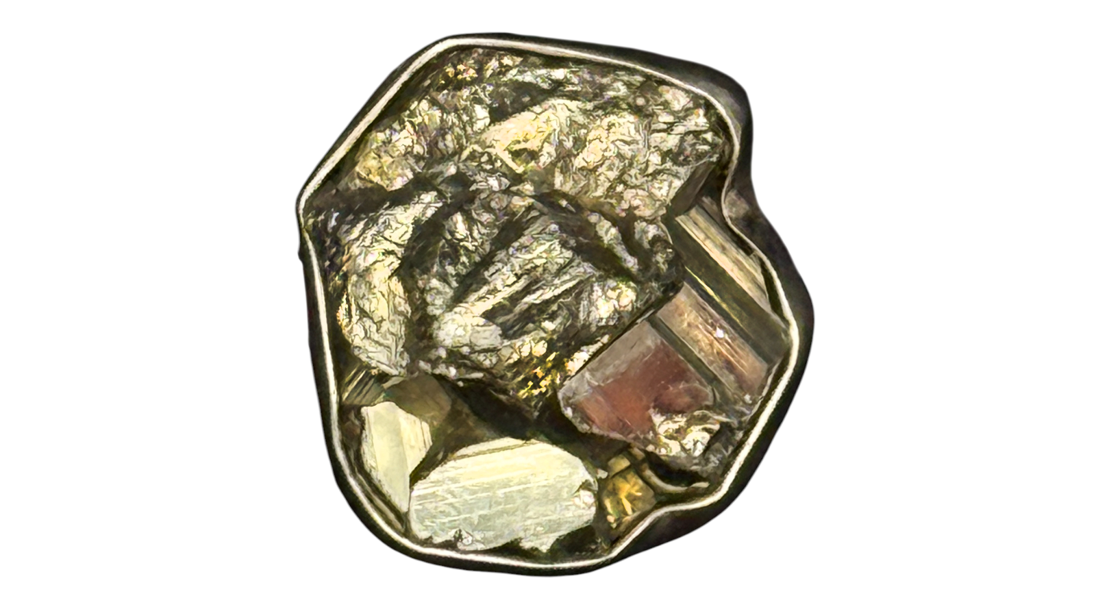 Raw Pyrite Sterling Silver Ring  Adjustable