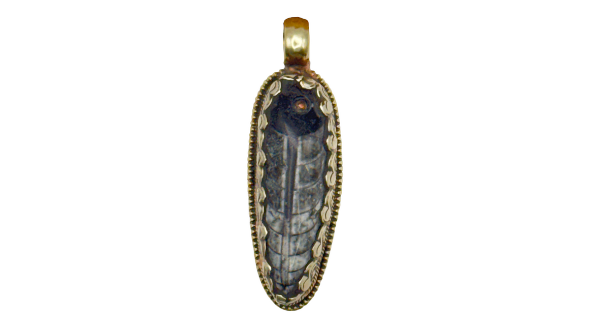 Orthoceras in Tibetan Silver Pendant