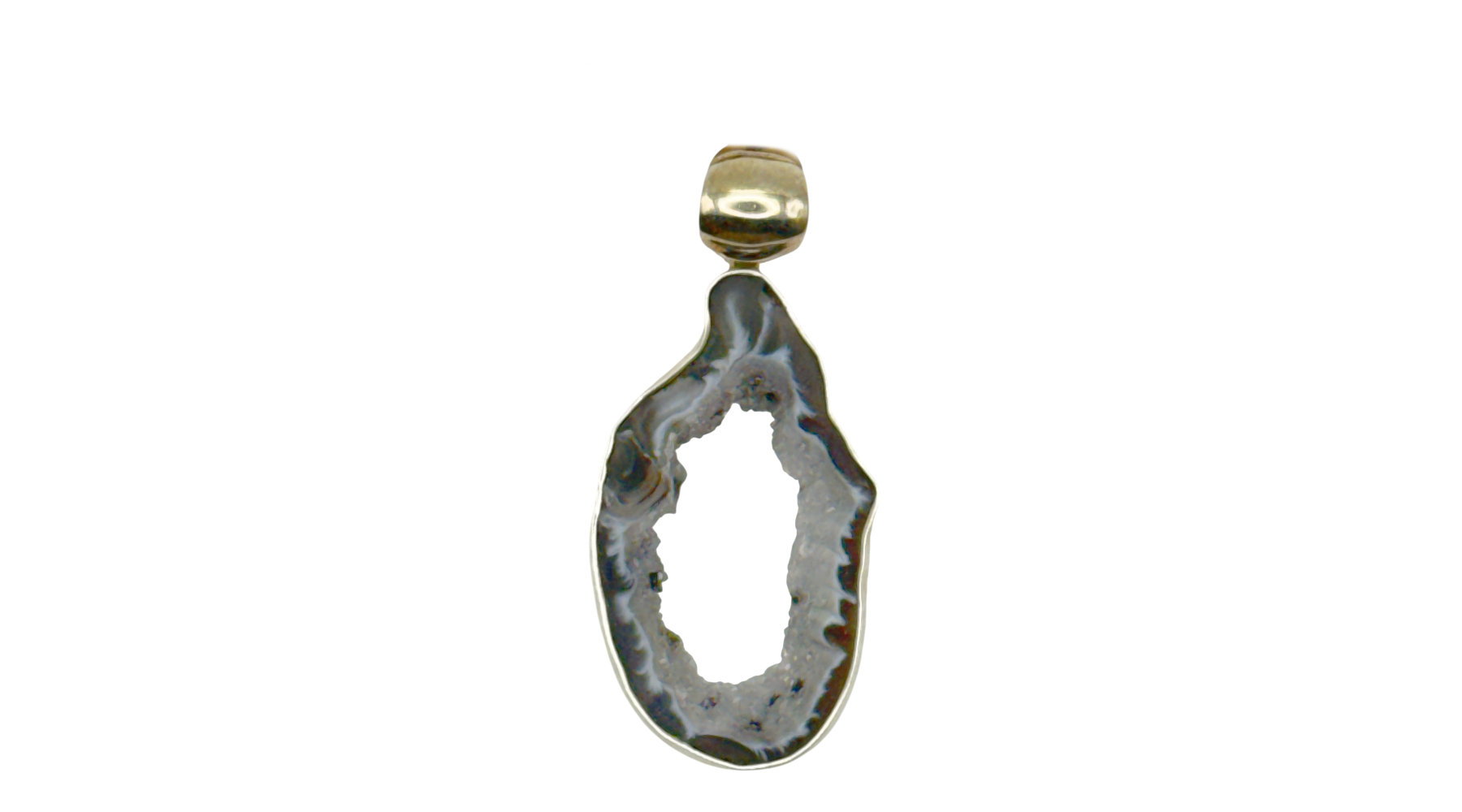 Sterling Silver Agate Slice Druzy Pendant