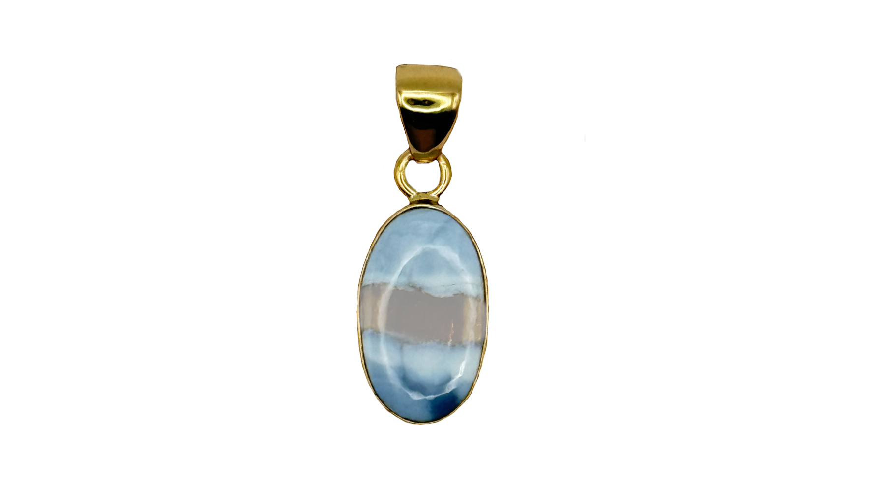 Alchemia Gold Blue Opal Oval Pendant