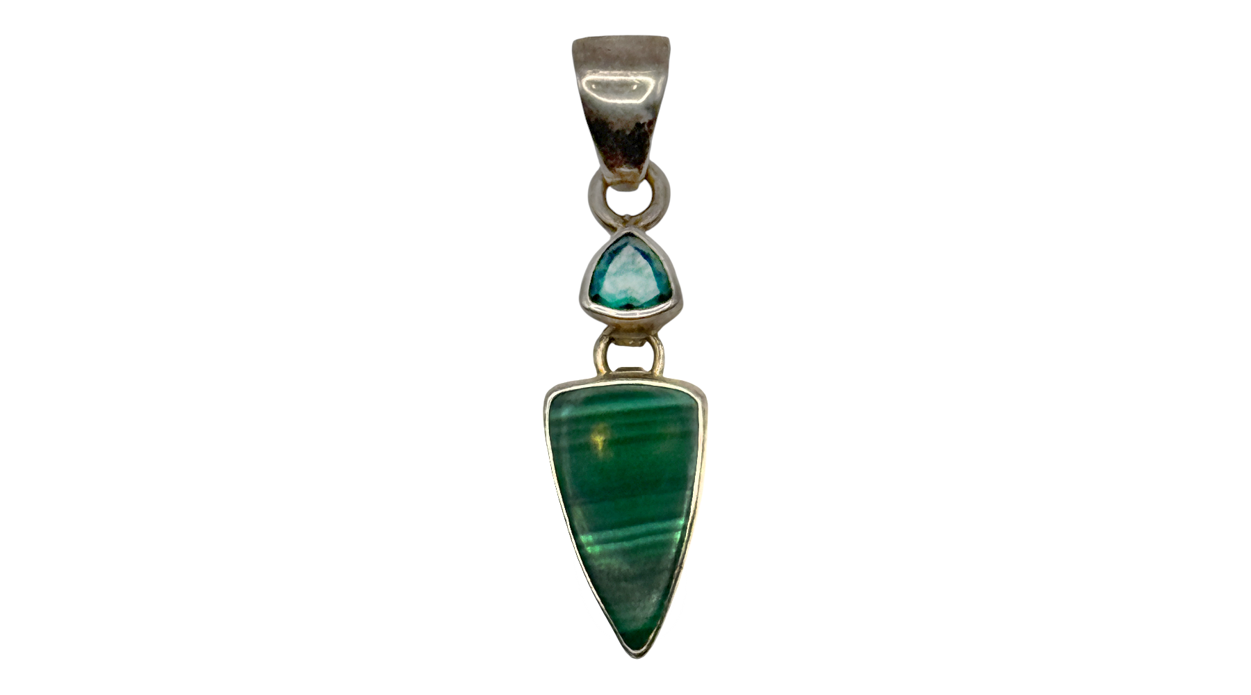 Sterling Silver Chrome Diopside & Malachite Pendant