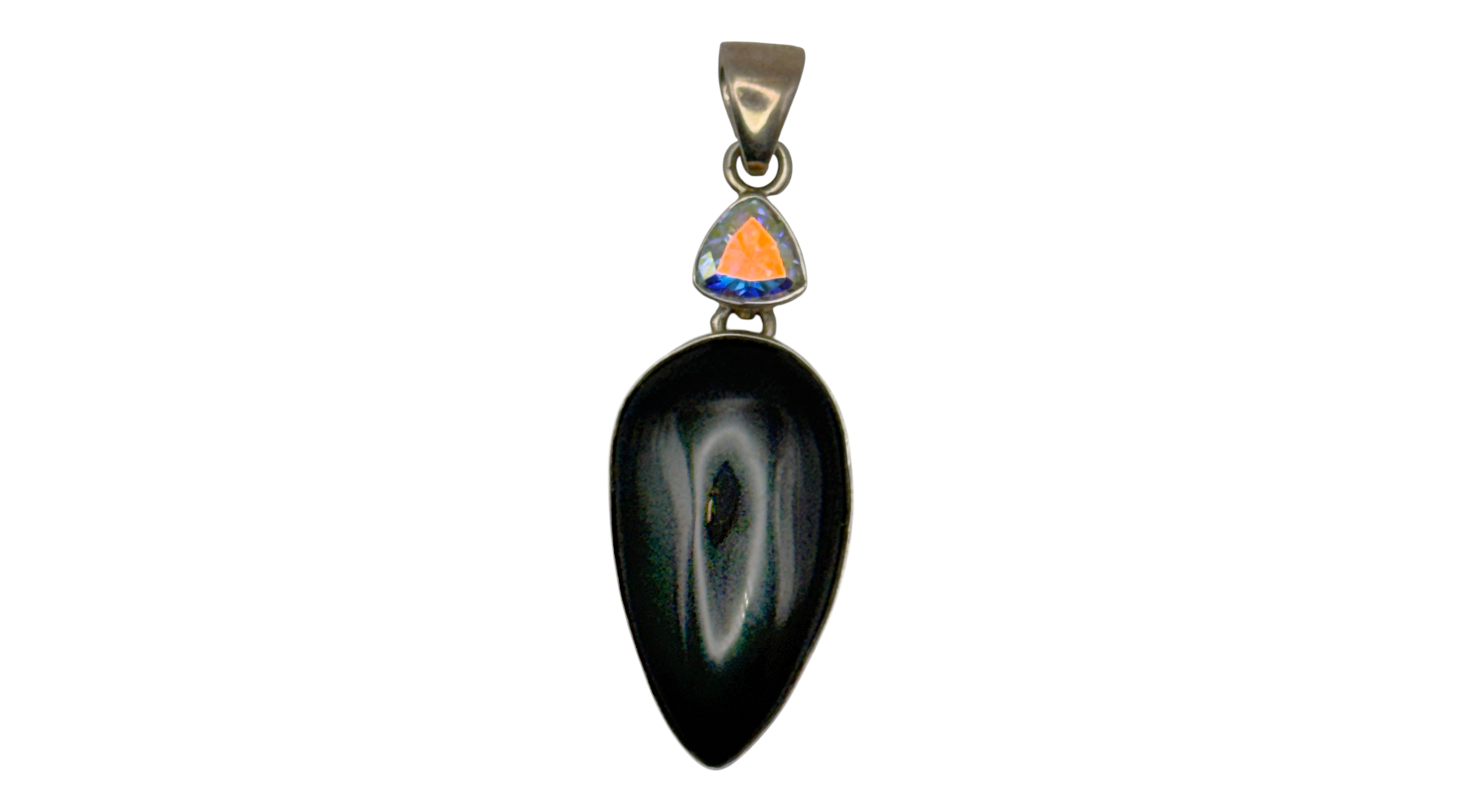 Sterling Silver Mercury Mist & Rainbow Obsidian Pendant