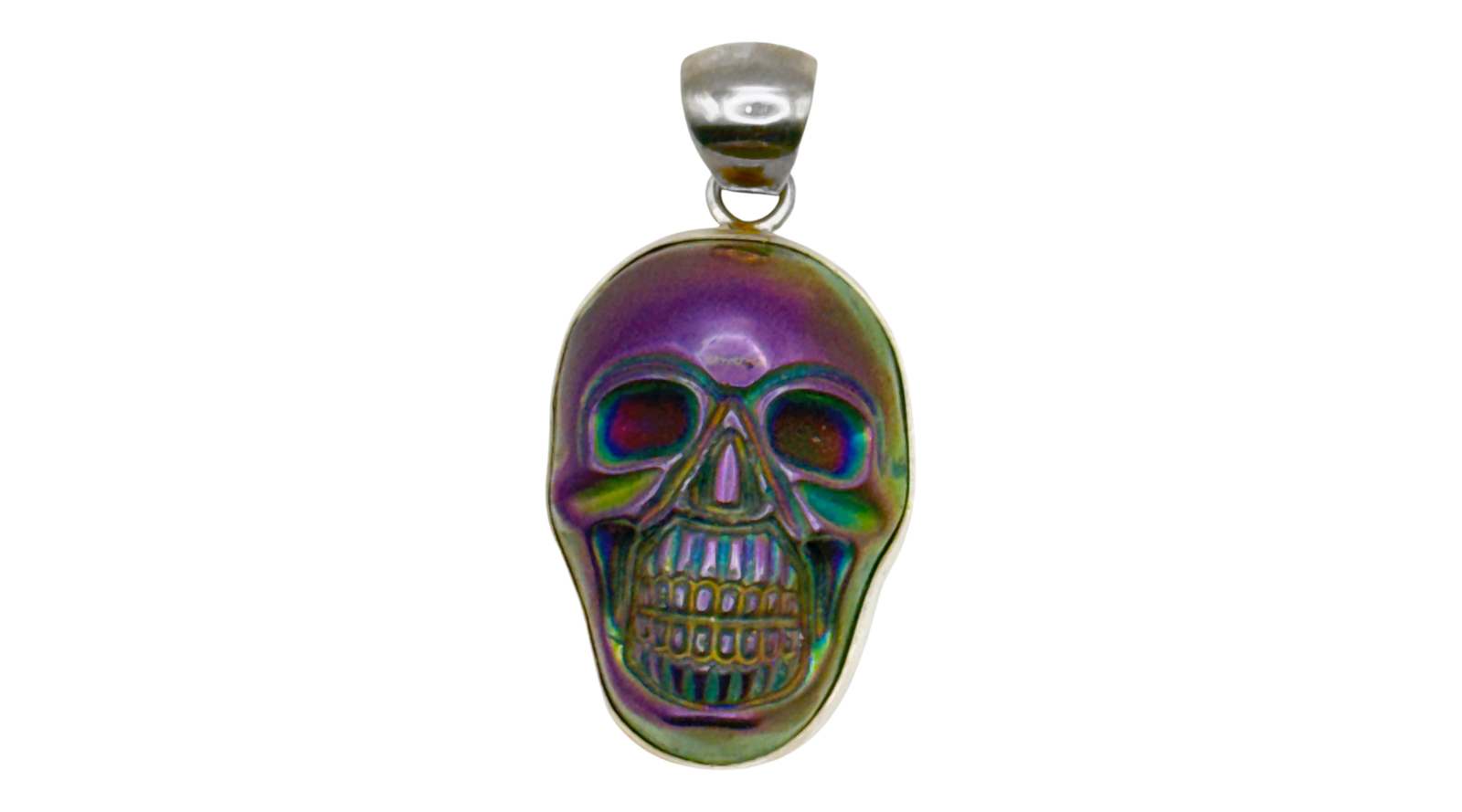 Sterling Silver Treated Quartz Skull Pendant