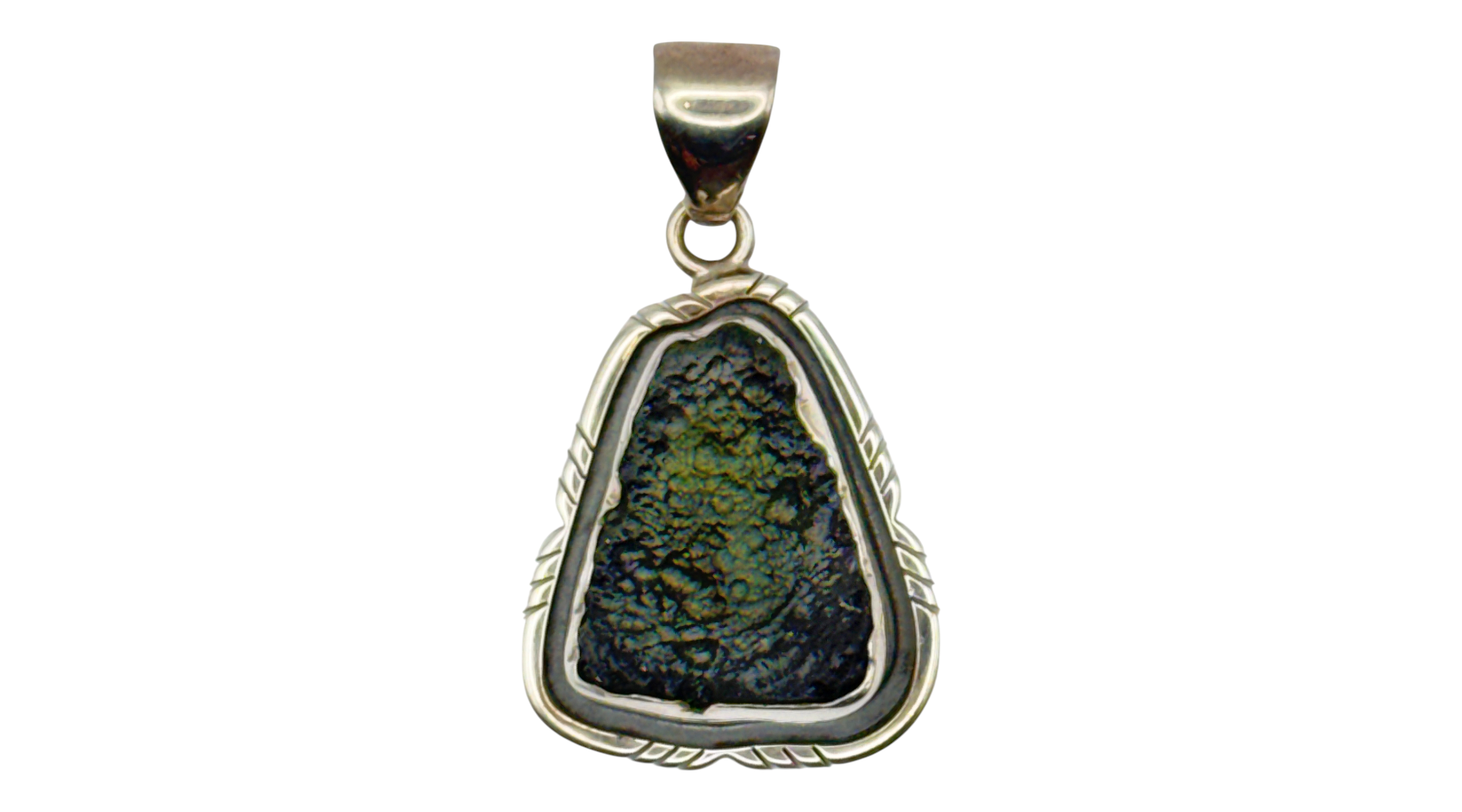 Moldavite Chonk Pendant Sterling Silver - Charles Albert