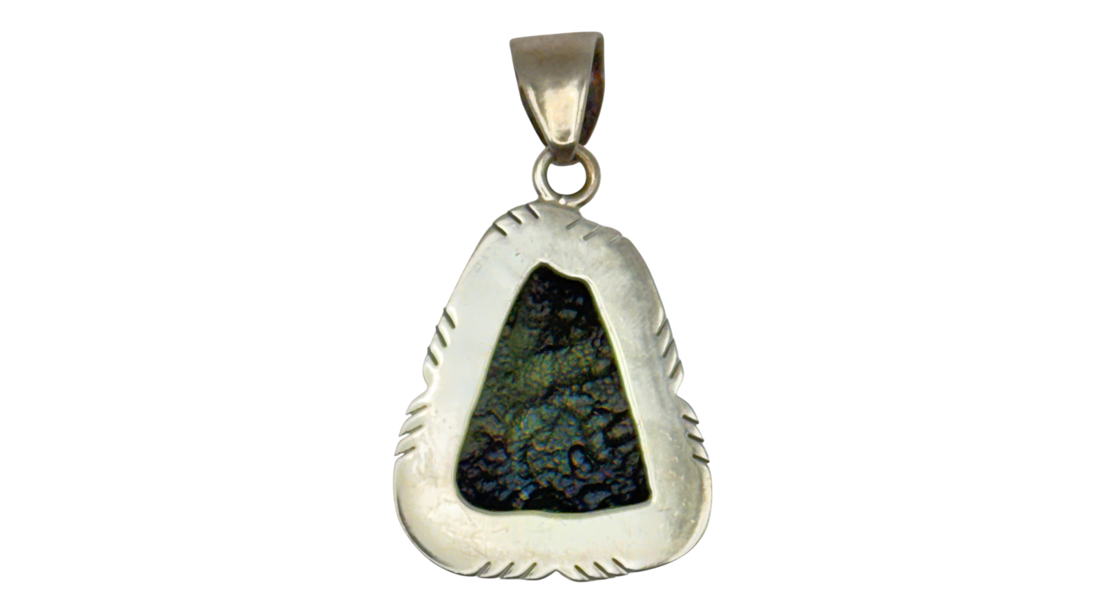 Moldavite Chonk Pendant Sterling Silver - Charles Albert