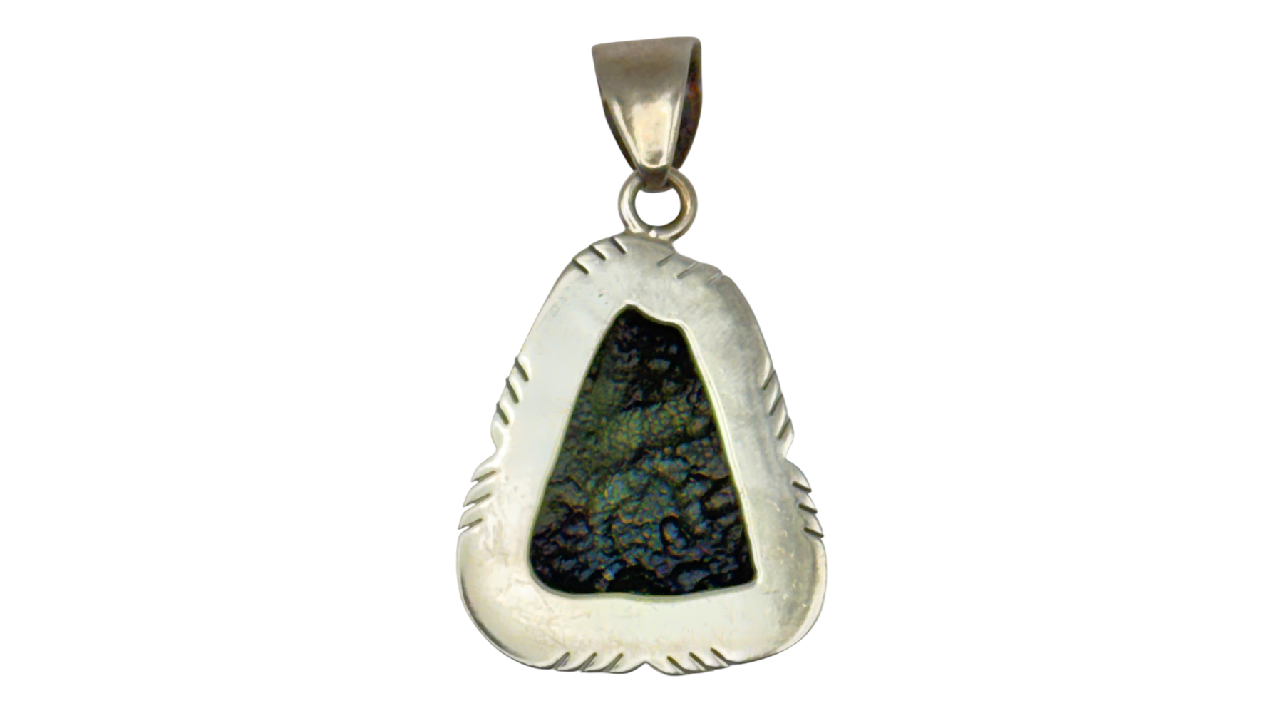 Moldavite Chonk Pendant Sterling Silver - Charles Albert
