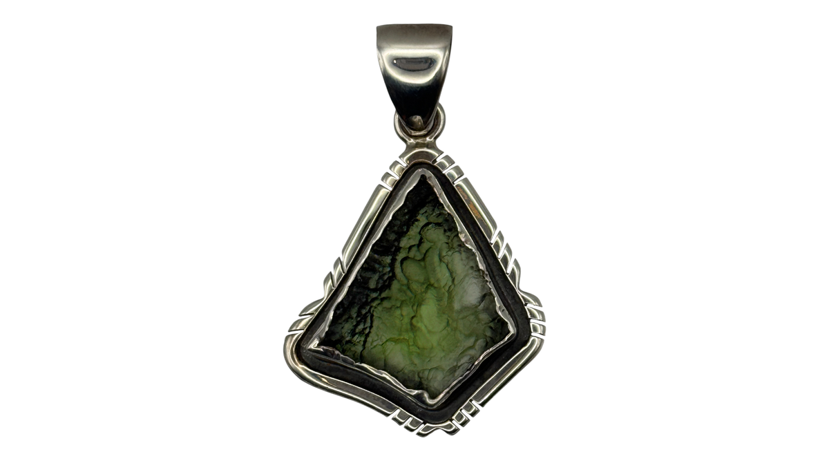 Moldavite Pendant Sterling Silver -Charles Albert