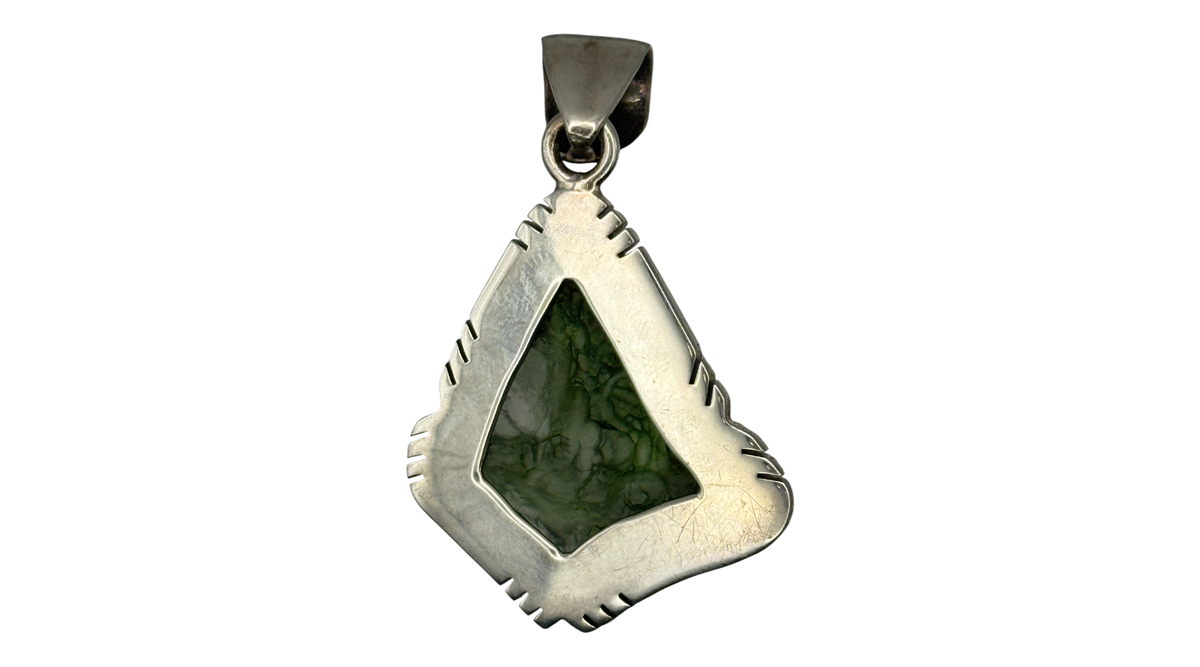 Moldavite Pendant Sterling Silver -Charles Albert