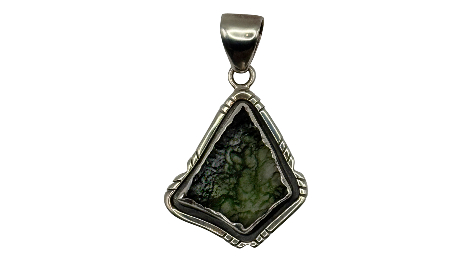Moldavite Pendant Sterling Silver -Charles Albert