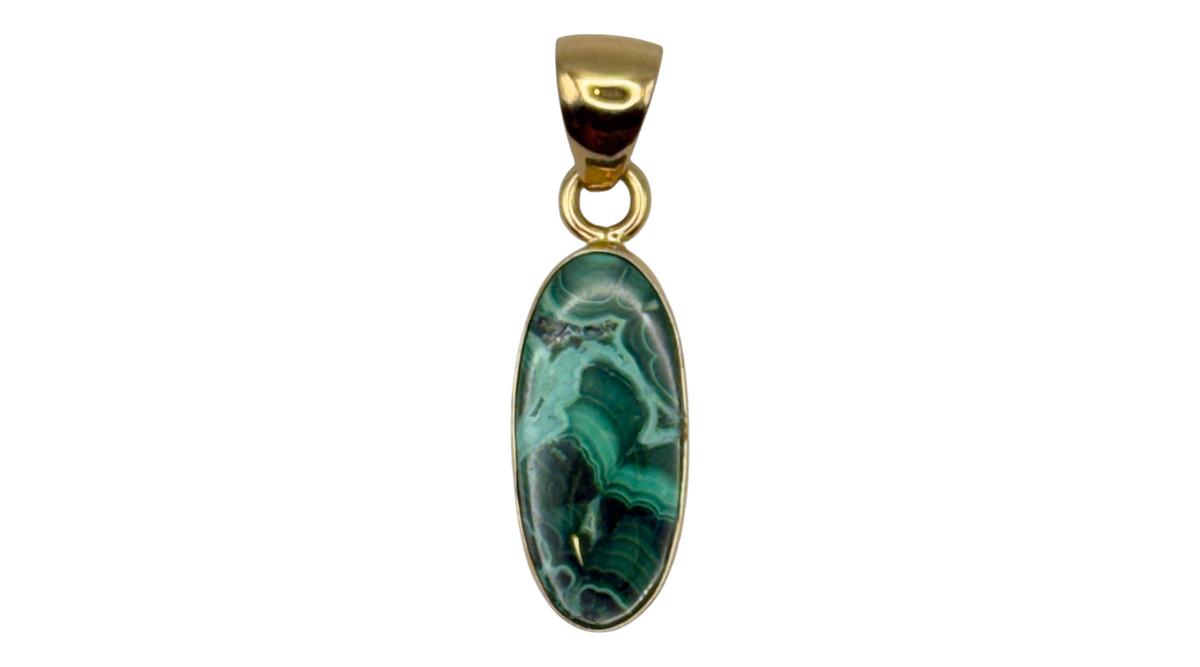 Alchemia Gold Shattuckite Oval Pendant