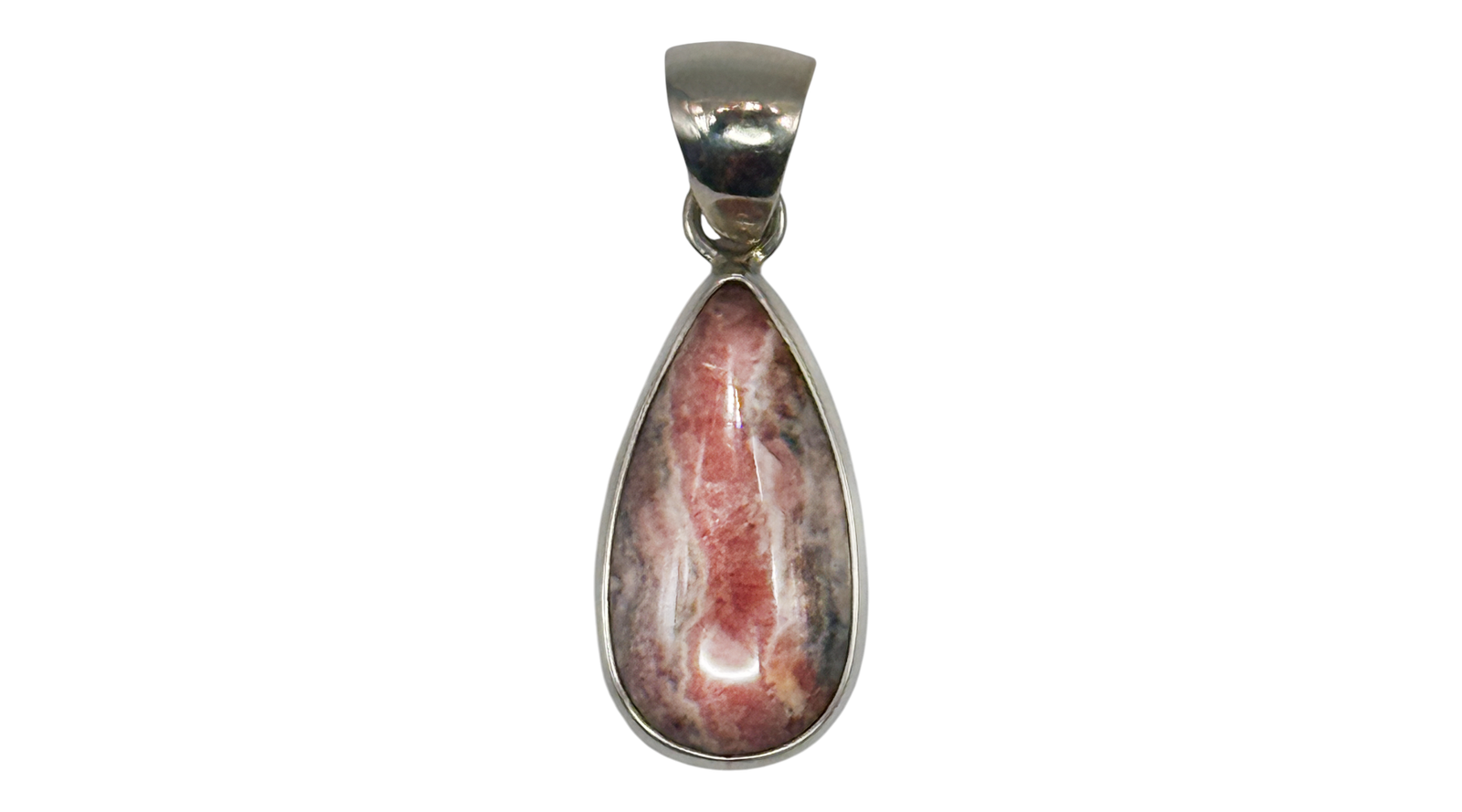 Rhodochrosite Teardrop Sterling Silver Pendant