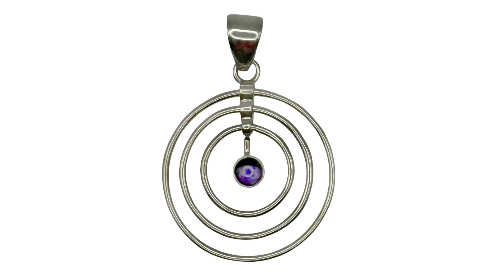 Sterling Silver Amethyst Concentric Circles Pendant