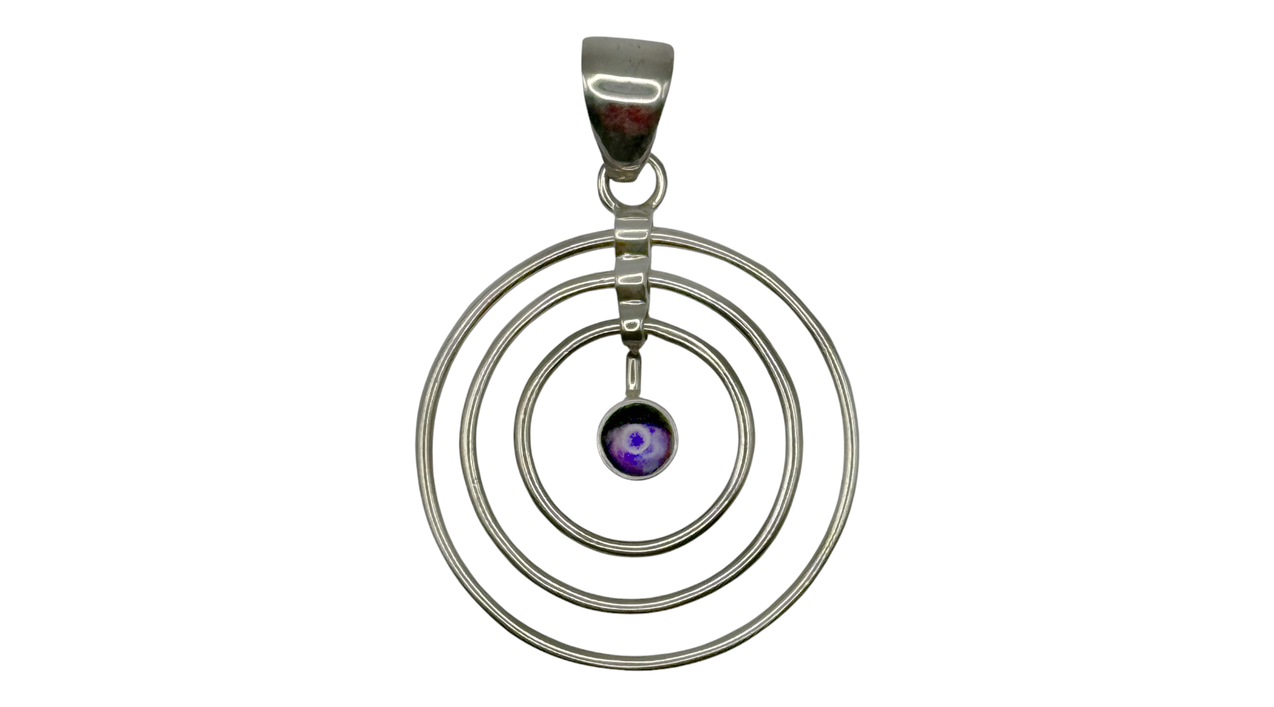 Sterling Silver Amethyst Concentric Circles Pendant