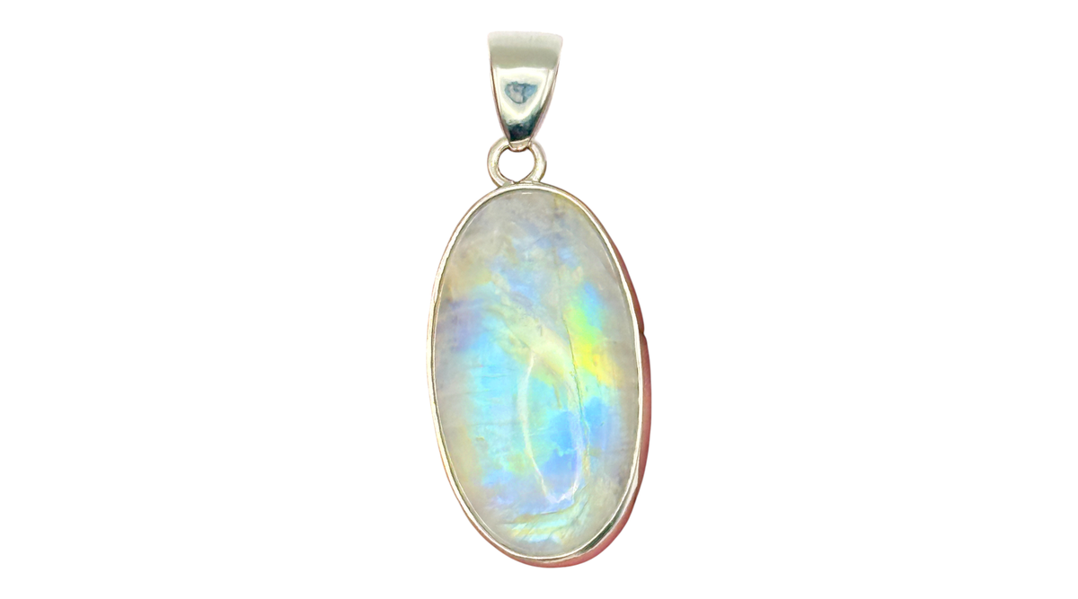 Sterling Silver Moonstone Oval Pendant