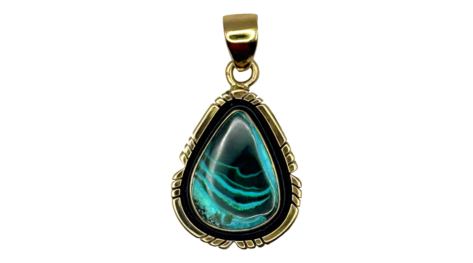 Alchemia Gold Shattuckite Teardrop Pendant