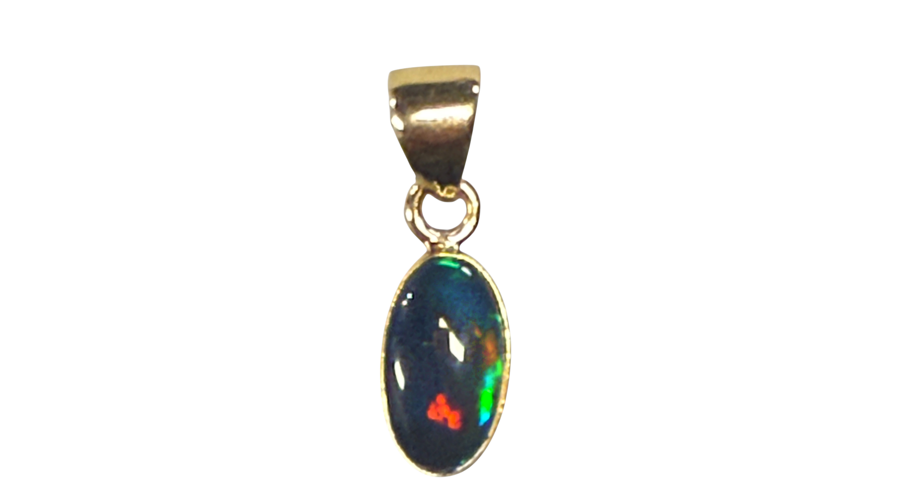 Alchemia Gold Black Opal Elongated Oval Pendant