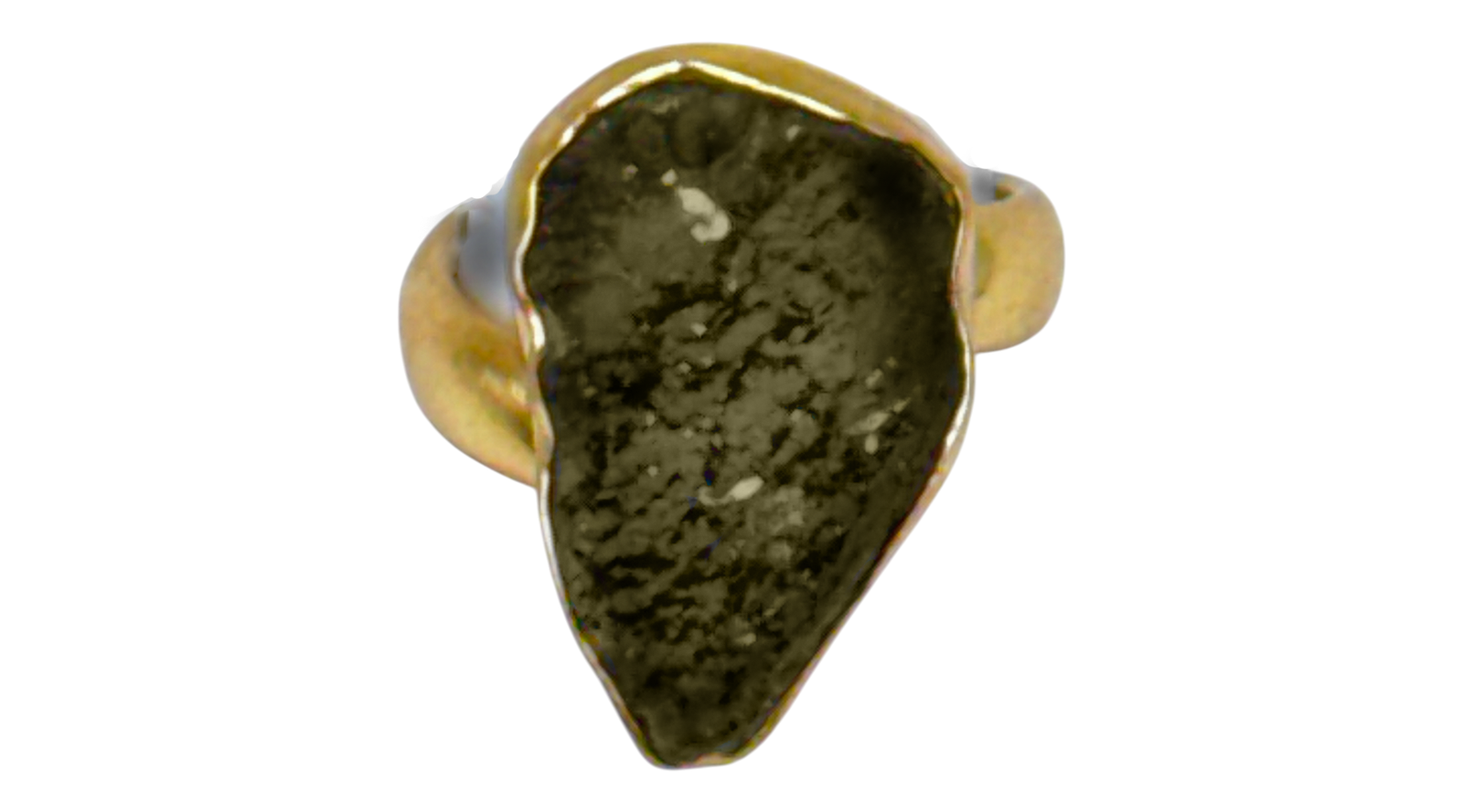 Moldavite Alchemia Gold Ring Adjustable