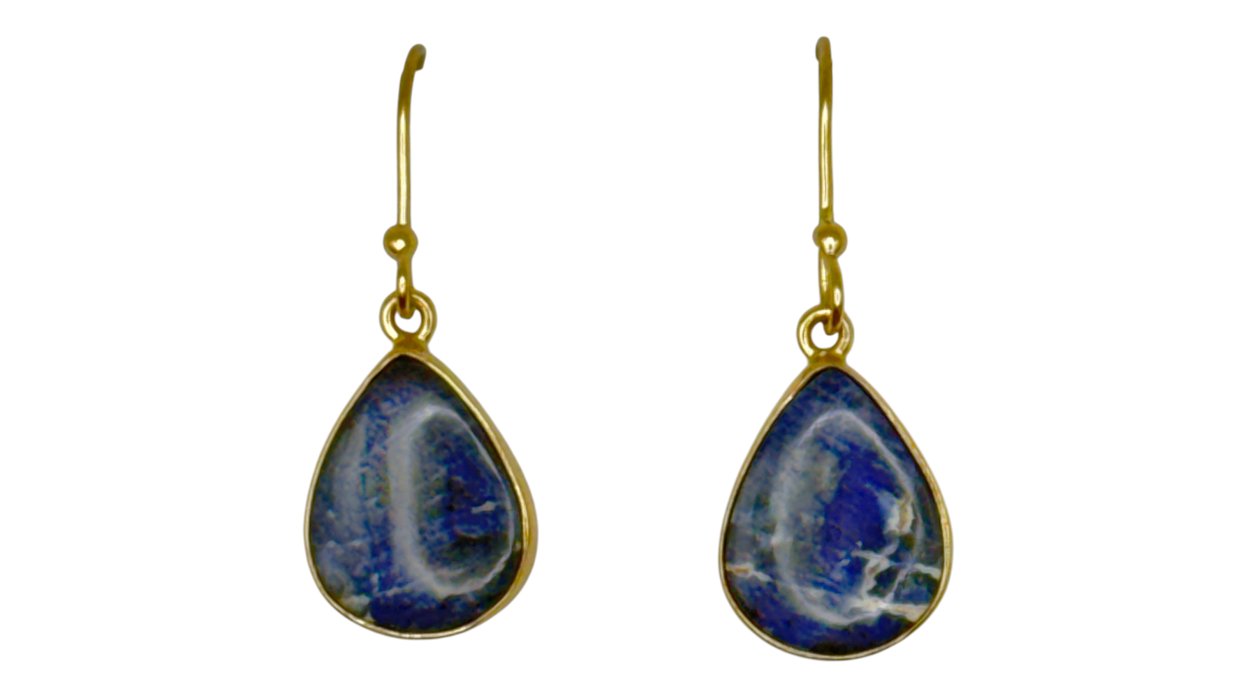 Sodalite Teardrop Dangle Alchemia Gold Earrings