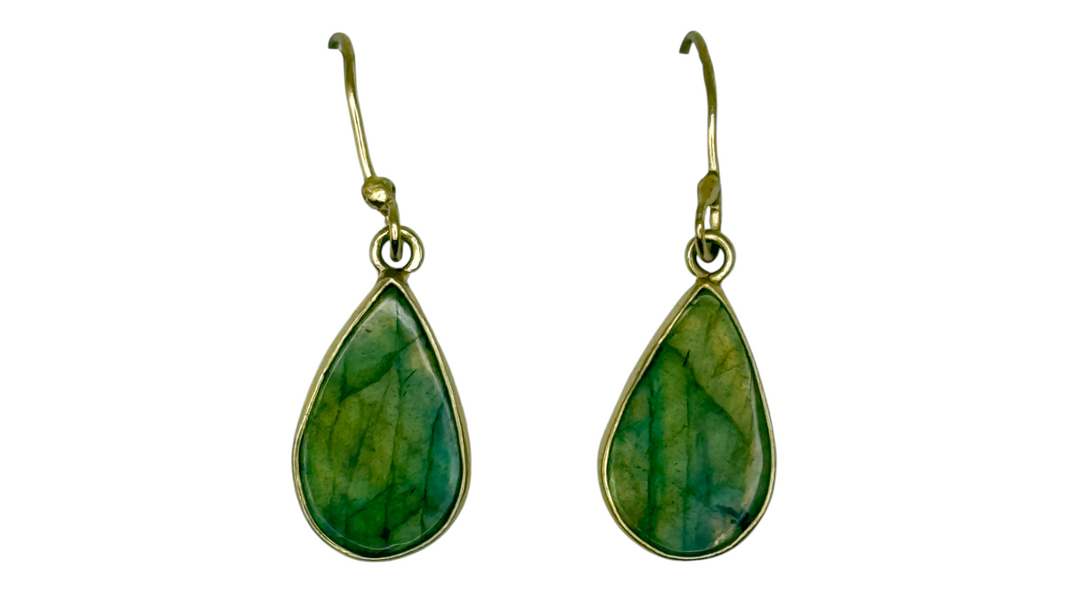 Labradorite Teardrop Alchemia Gold Earrings