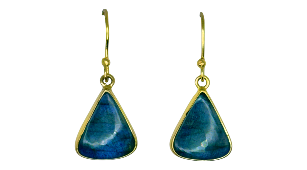 Labradorite Tri-drop Alchemia Gold Earrings