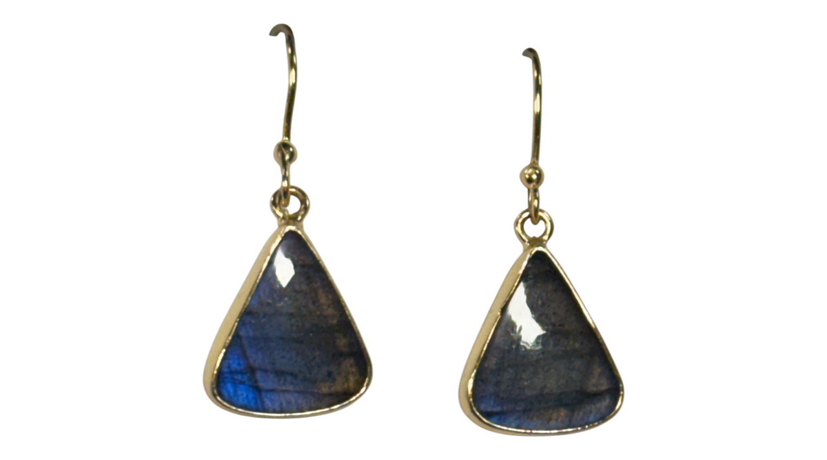 Labradorite Tri-drop Alchemia Gold Earrings