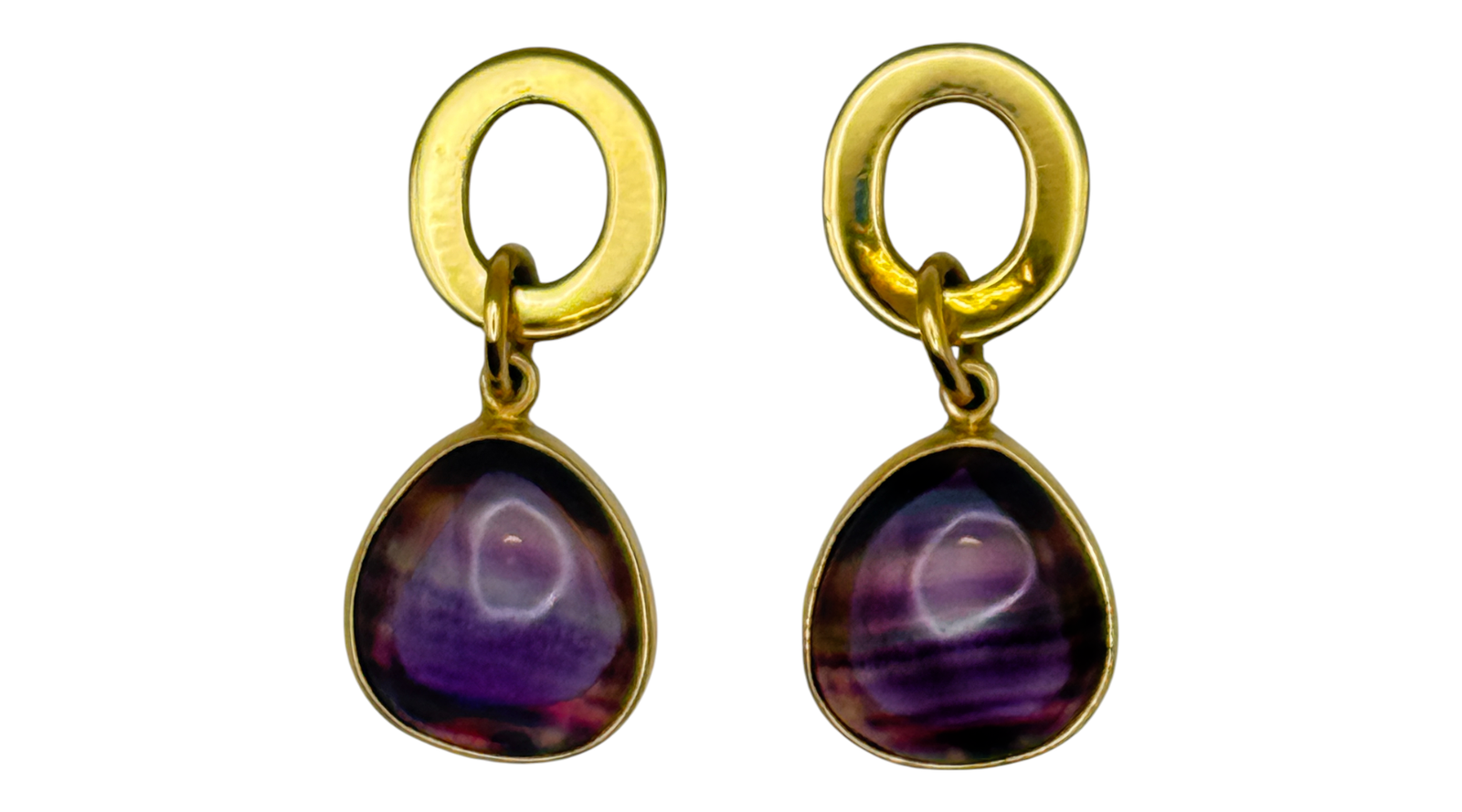 Fluorite Circle Post Alchemía Gold Earrings