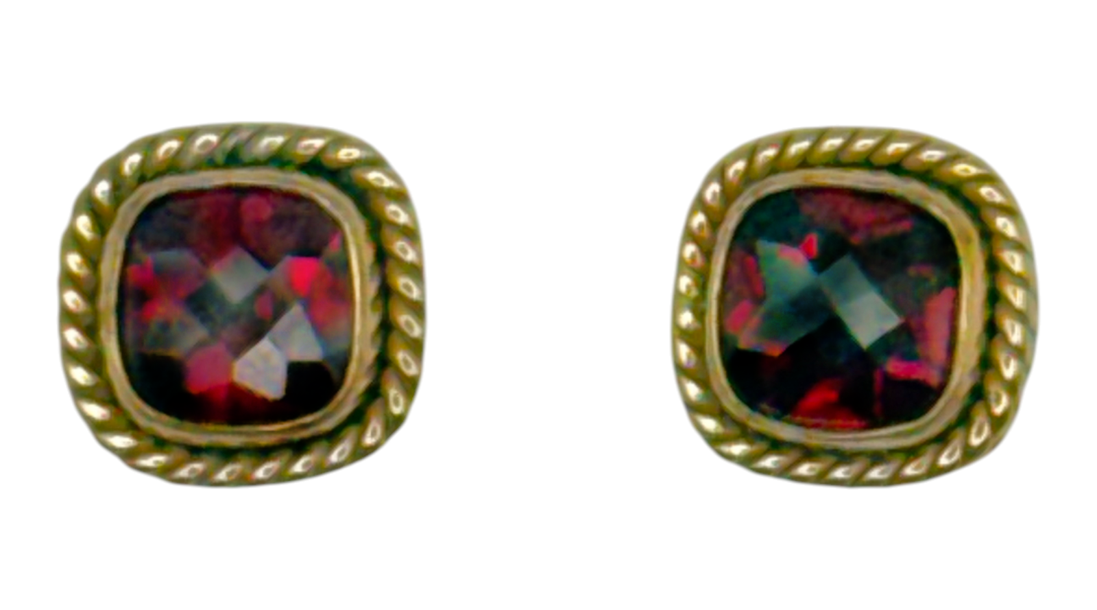 Garnet Alchemia Gold Stud Earrings