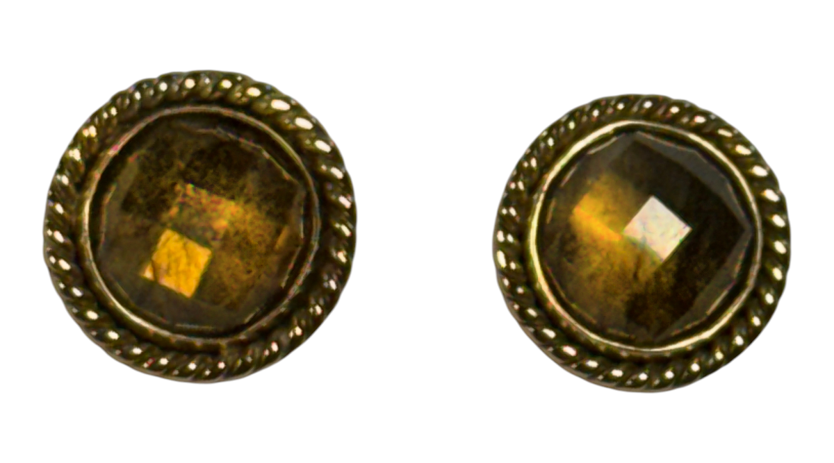 Labradorite Faceted Alchemia Gold Stud Earrings