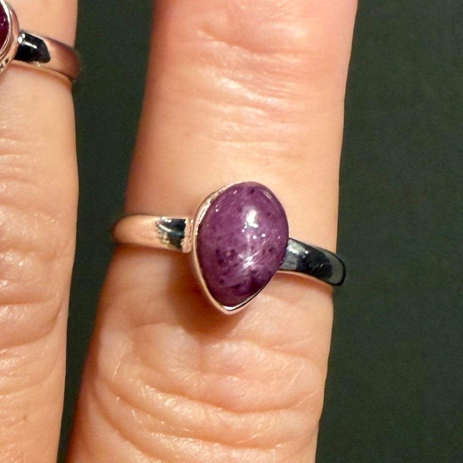 Star Ruby Sterling Silver Teardrop Ring