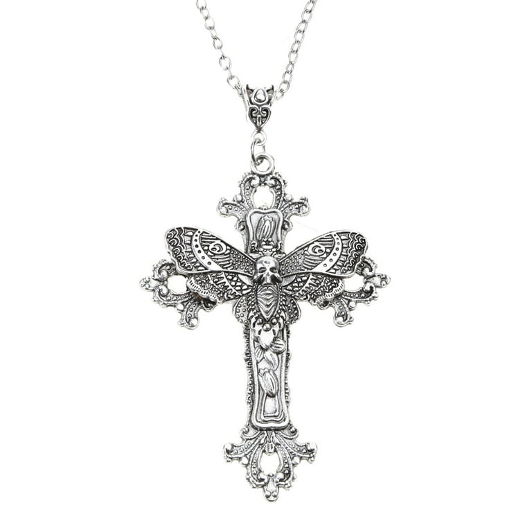 Death Head Moth Cross Necklace