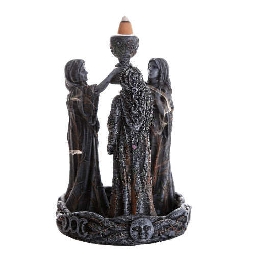Maiden, Mother, Crone with Chalice Backflow Incense Burner