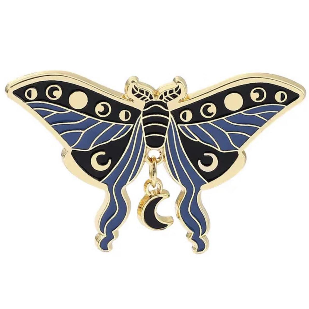 Blue Luna Moth Enamel Pin