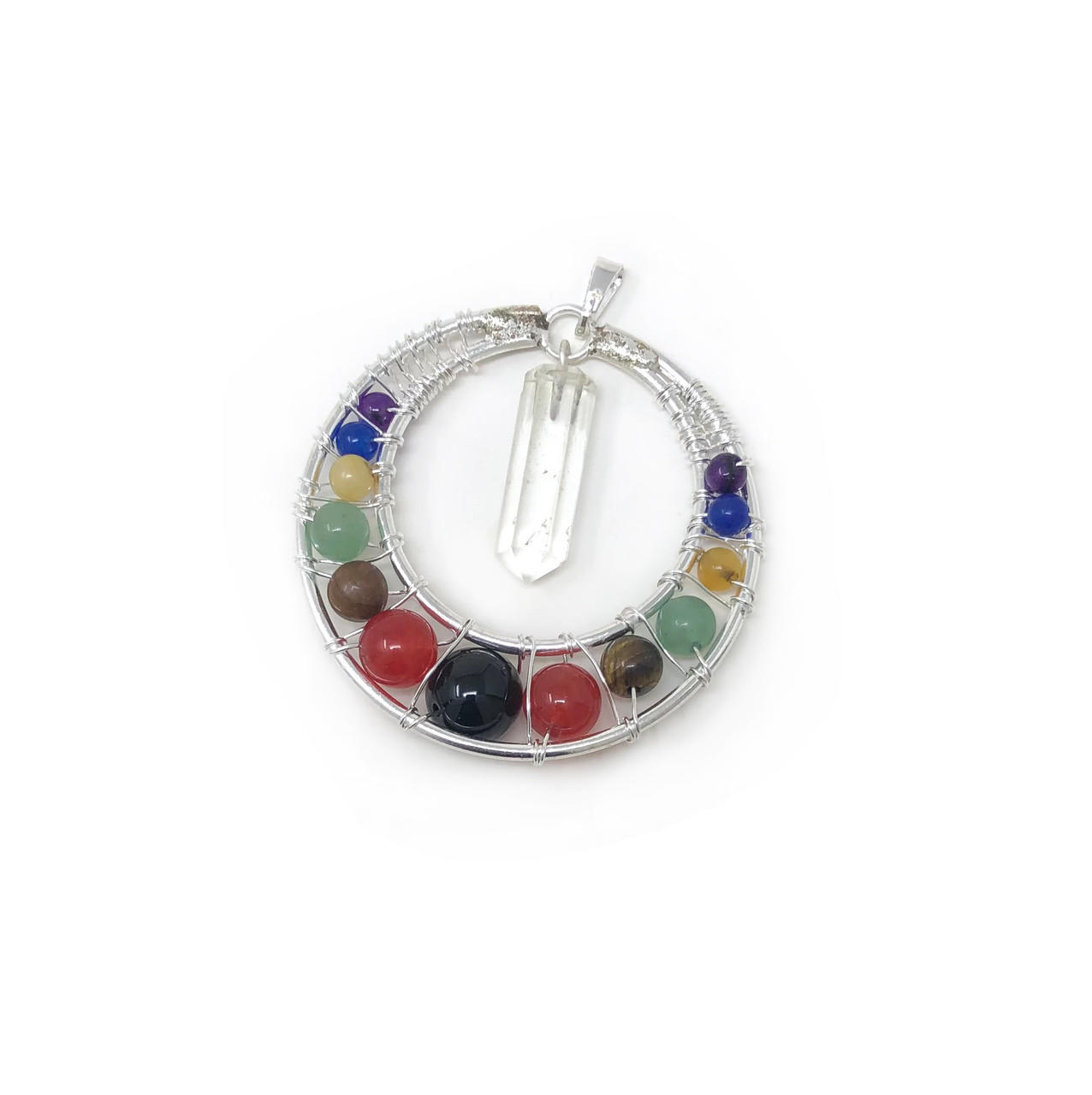 7 Chakra Clear Quartz Crystal Necklace