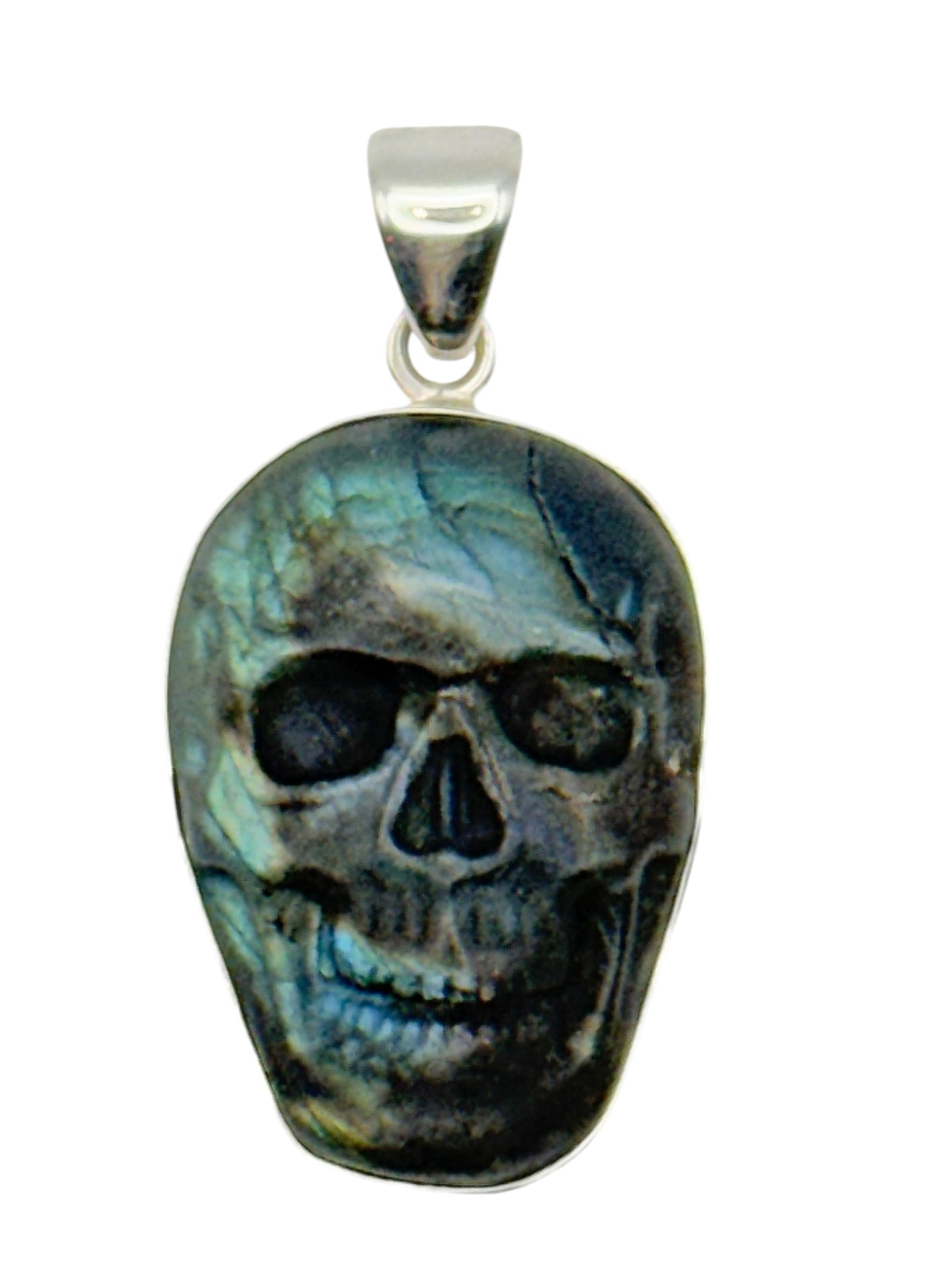 Sterling Silver Labradorite Skull Pendant