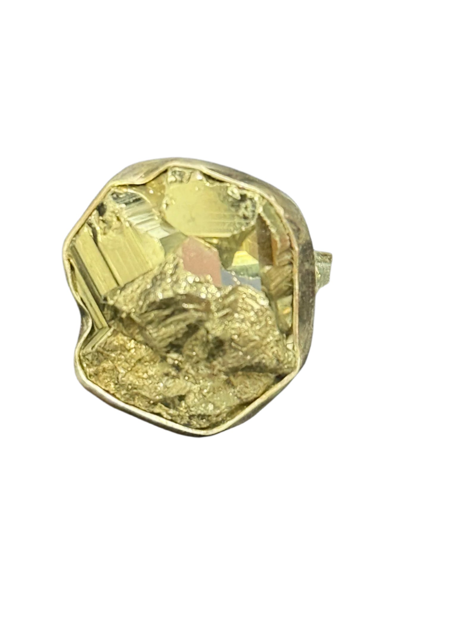 Raw Pyrite Sterling Silver Ring  Adjustable