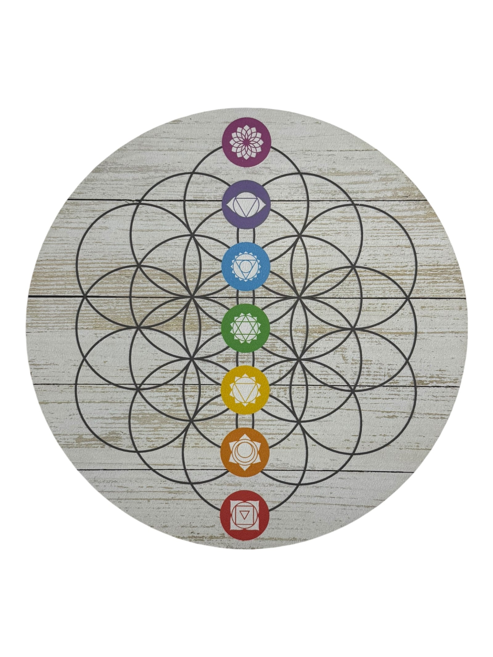 Chakra Flower of Life Colorful Crystal Grid Plate