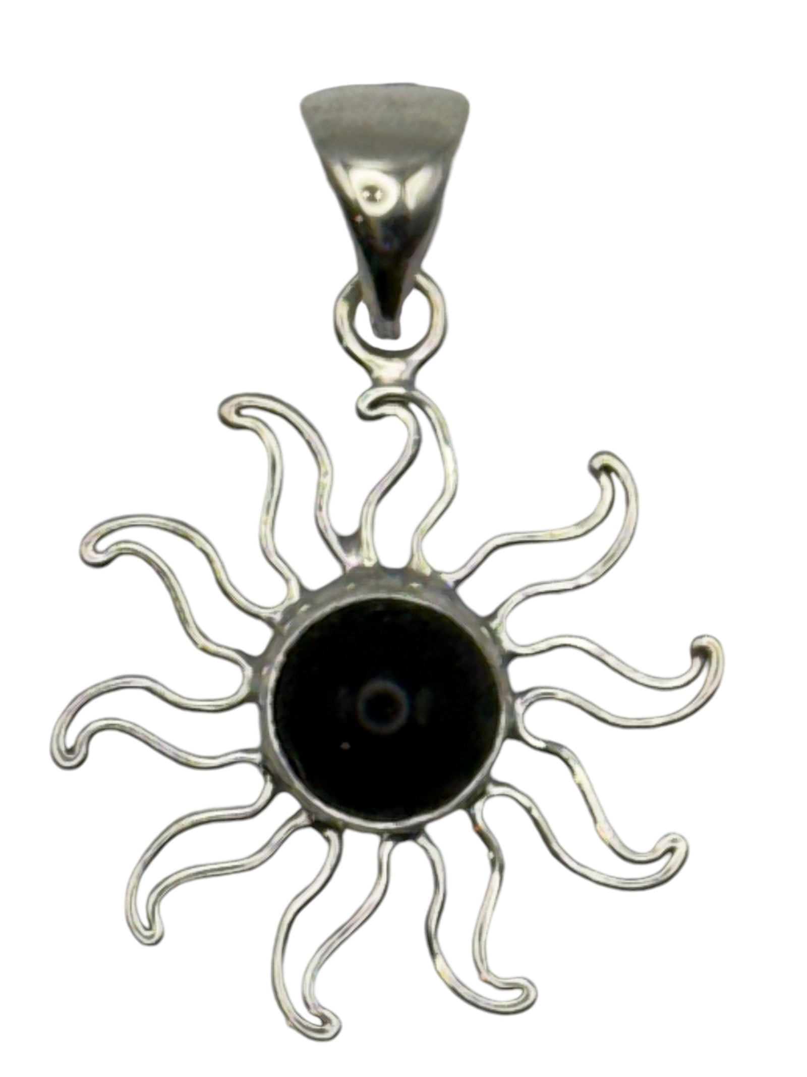 Sterling Silver Obsidian Sun Pendant