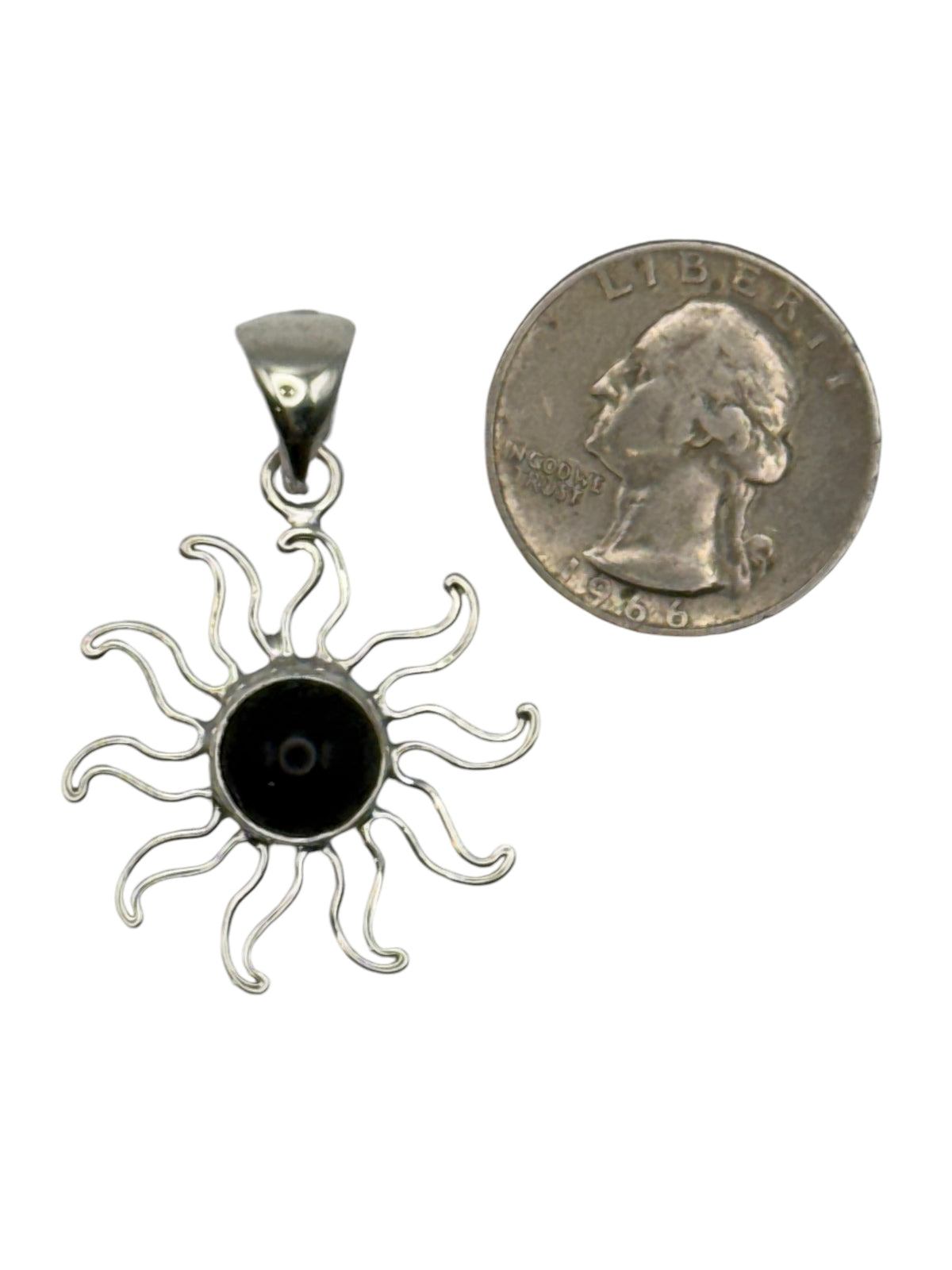 Sterling Silver Obsidian Sun Pendant
