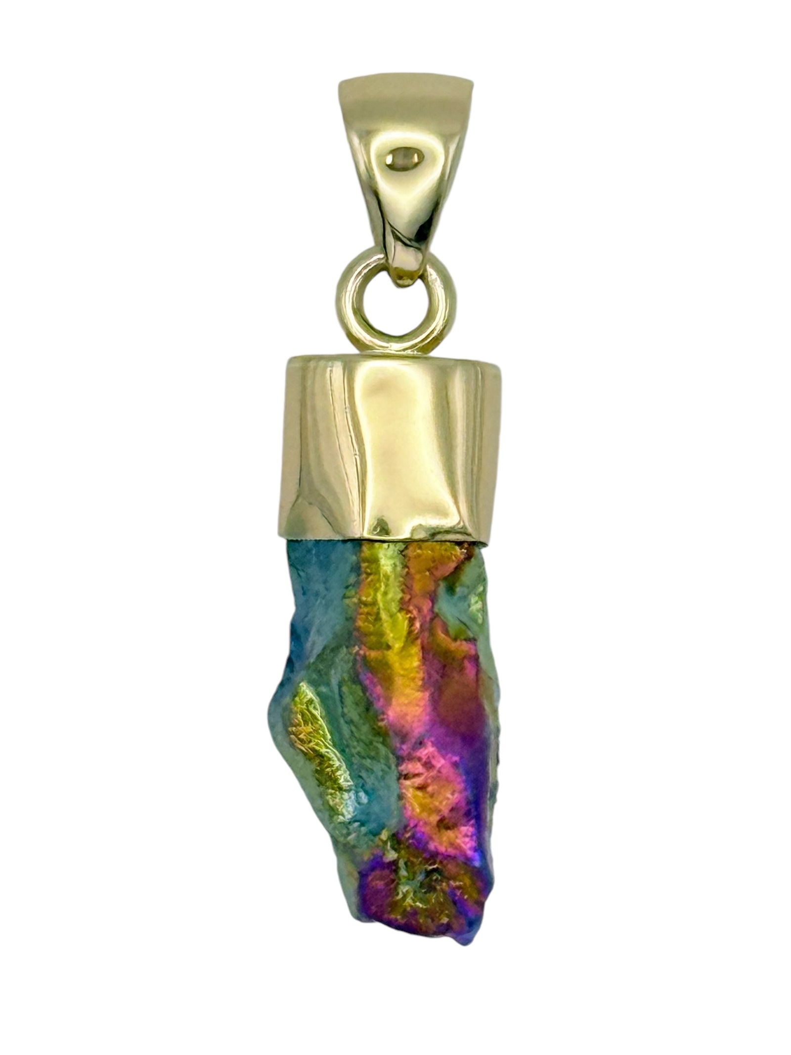 Alchemia Gold Peace Bullet Titanium Quartz Pendant
