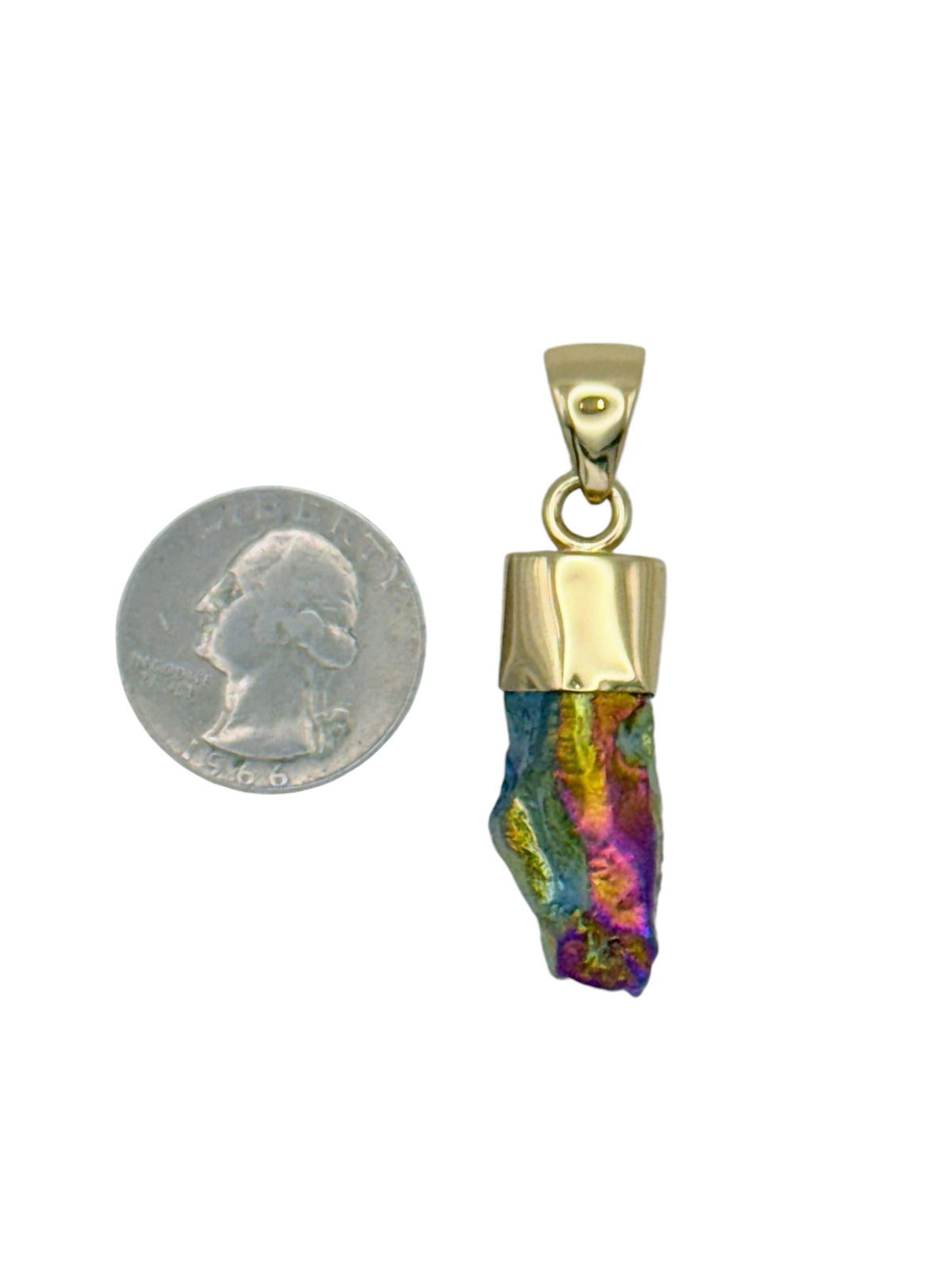 Alchemia Gold Peace Bullet Titanium Quartz Pendant
