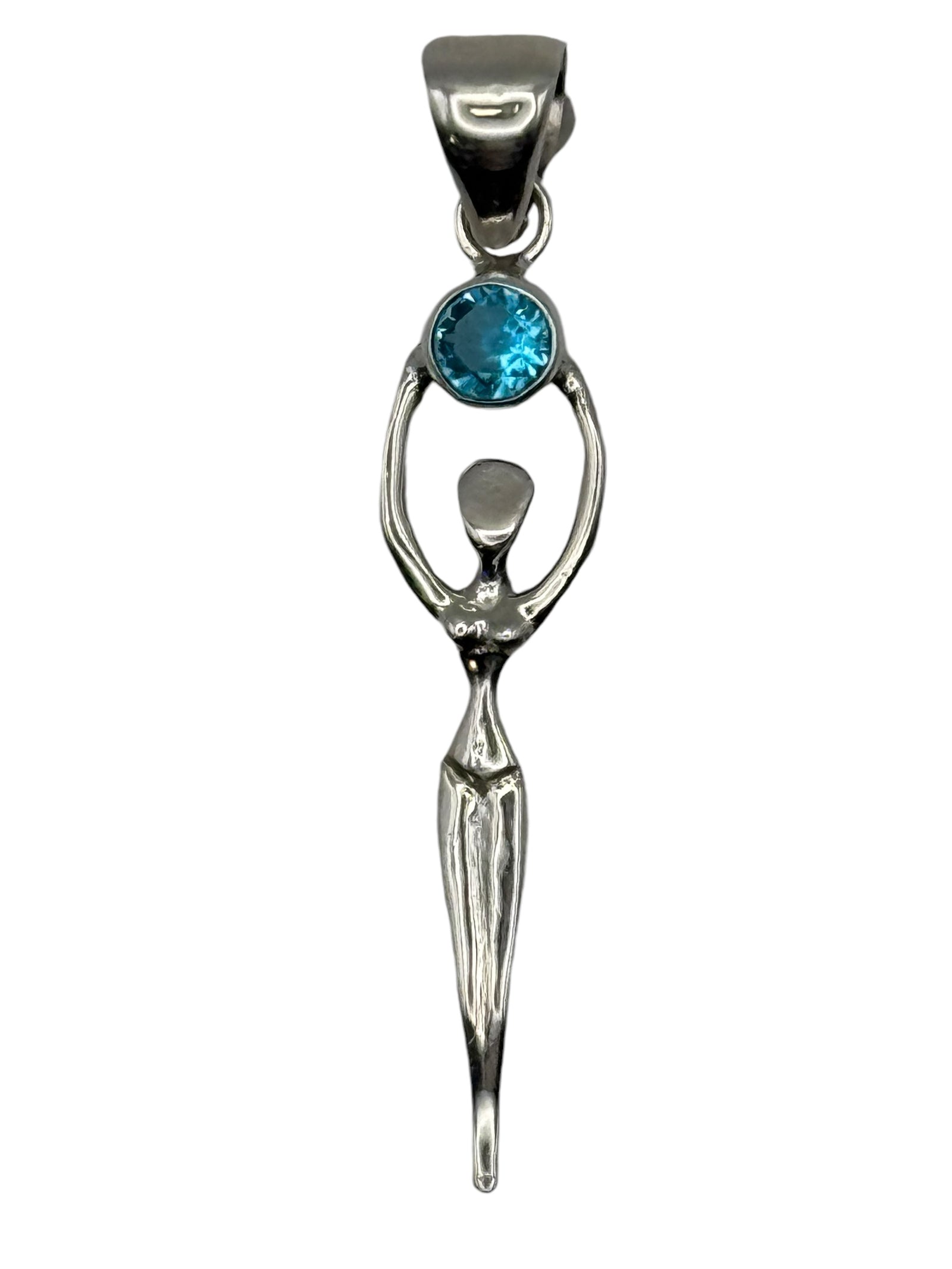 Sterling Silver Blue Topaz Goddess Pendant