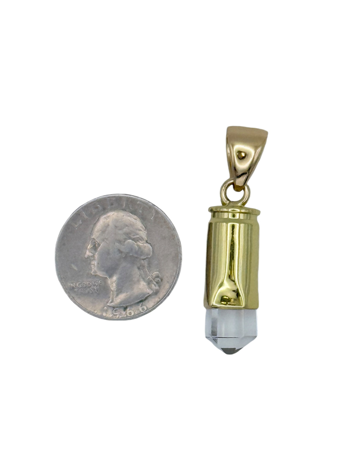 Alchemia Gold Peace Bullet Quartz Point Pendant